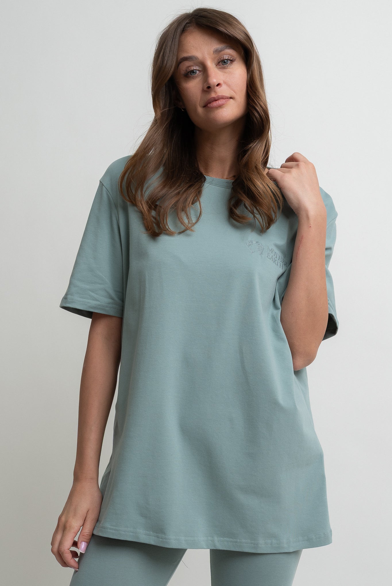 T-SHIRT OVERSIZE TURKUSOWY- HURON