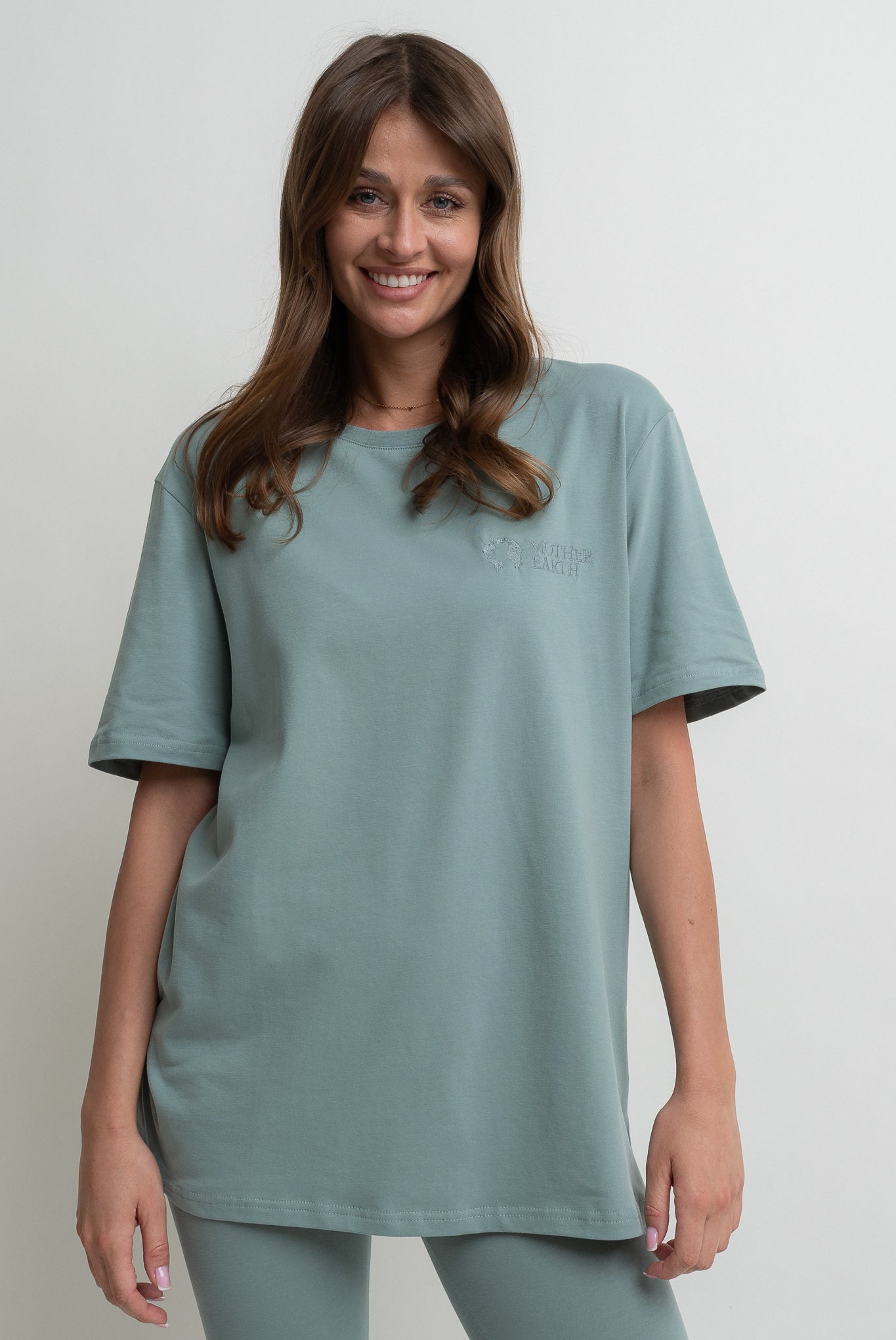 T-SHIRT OVERSIZE TURKUSOWY- HURON