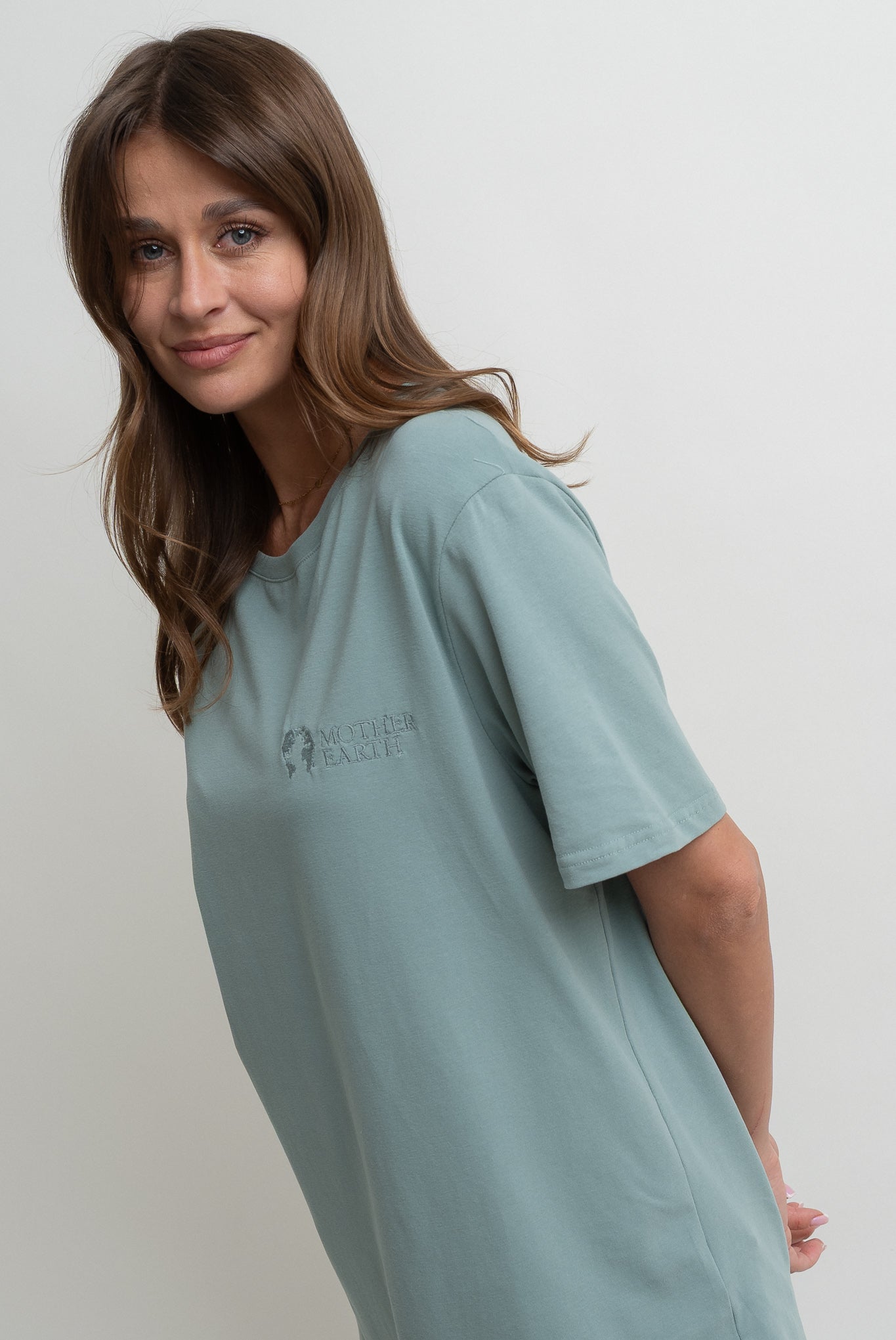 T-SHIRT OVERSIZE TURKUSOWY- HURON