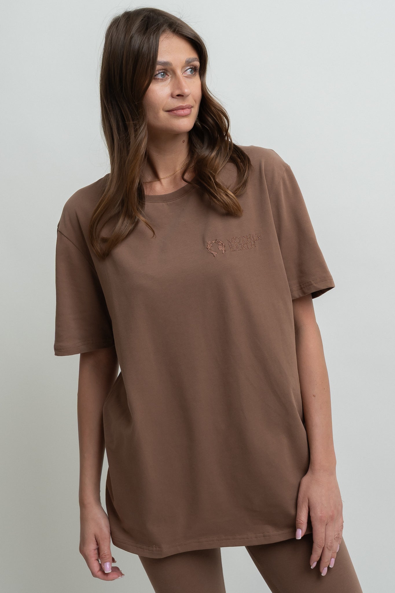 T-SHIRT OVERSIZE BRĄZOWY- HURON