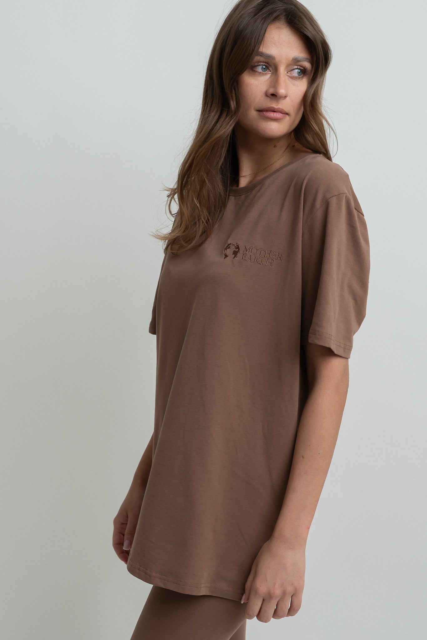 T-SHIRT OVERSIZE BRĄZOWY- HURON