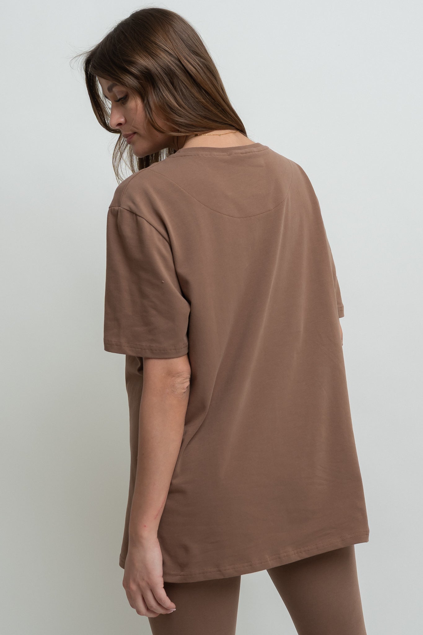 T-SHIRT OVERSIZE BRĄZOWY- HURON
