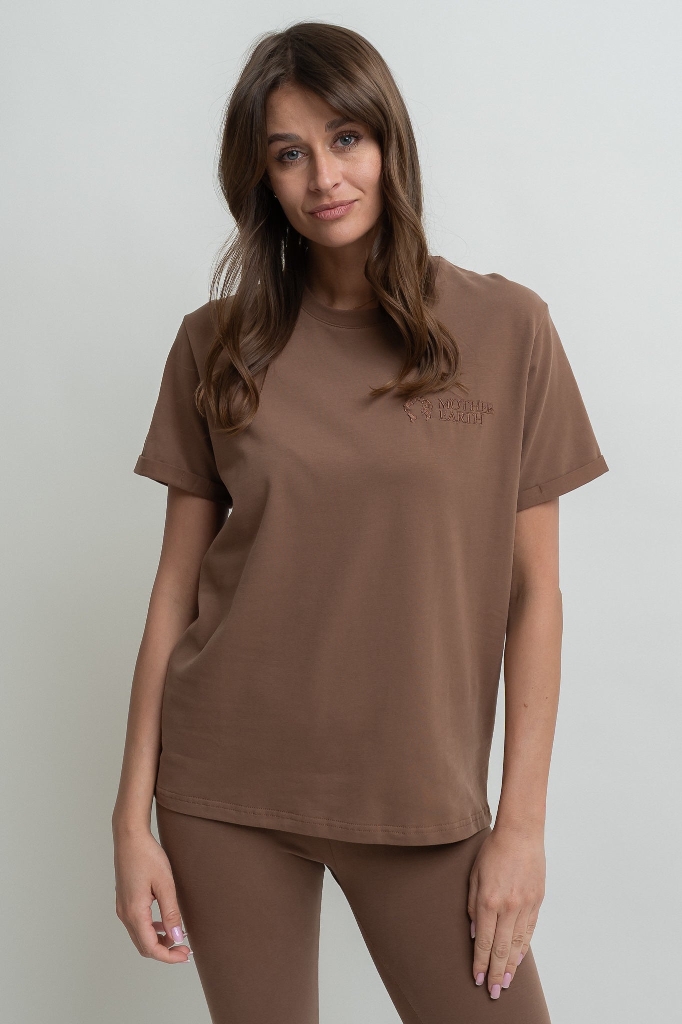 T-SHIRT DAMSKI BRĄZOWY- MORAINE
