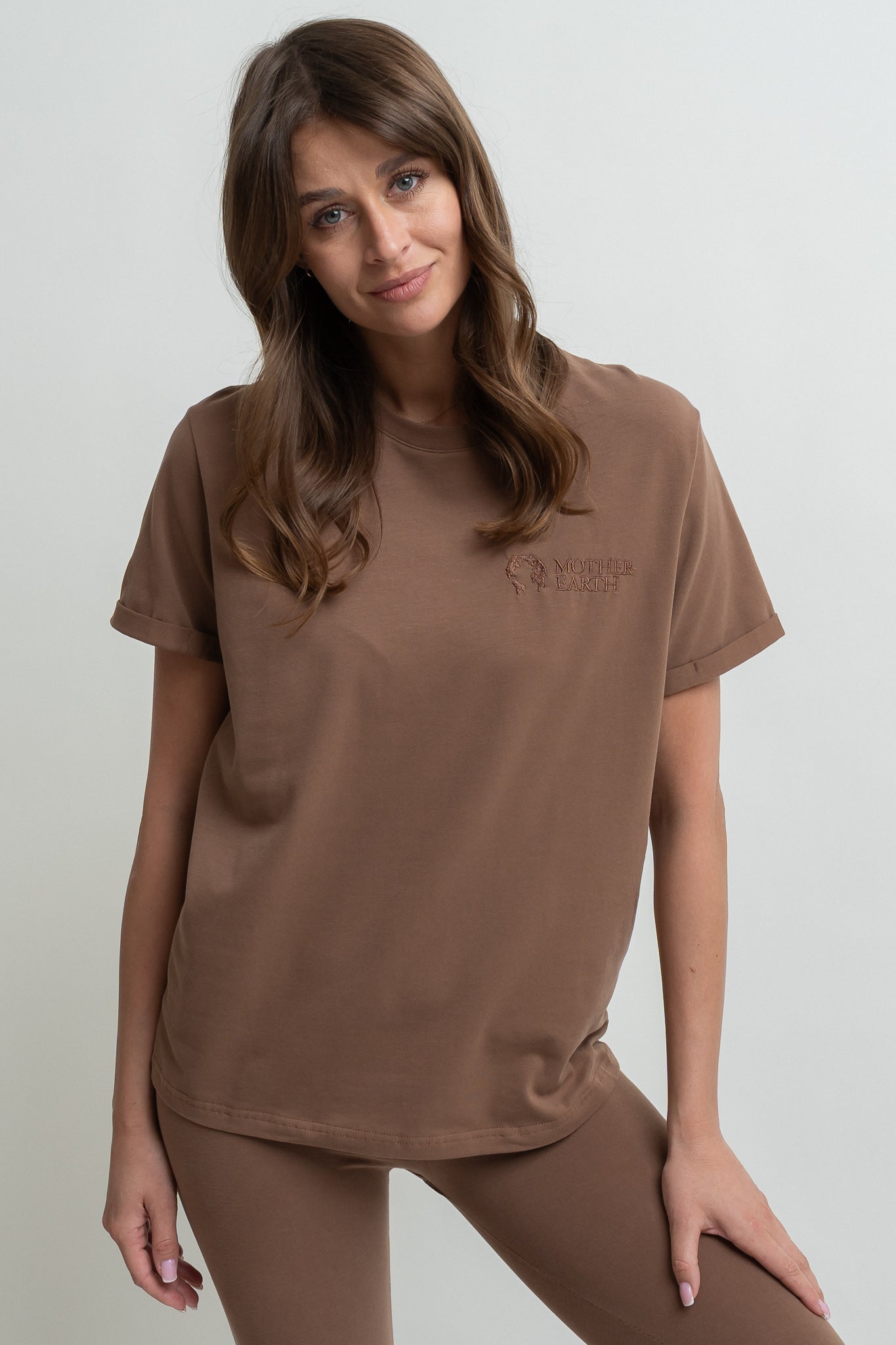 T-SHIRT DAMSKI BRĄZOWY- MORAINE