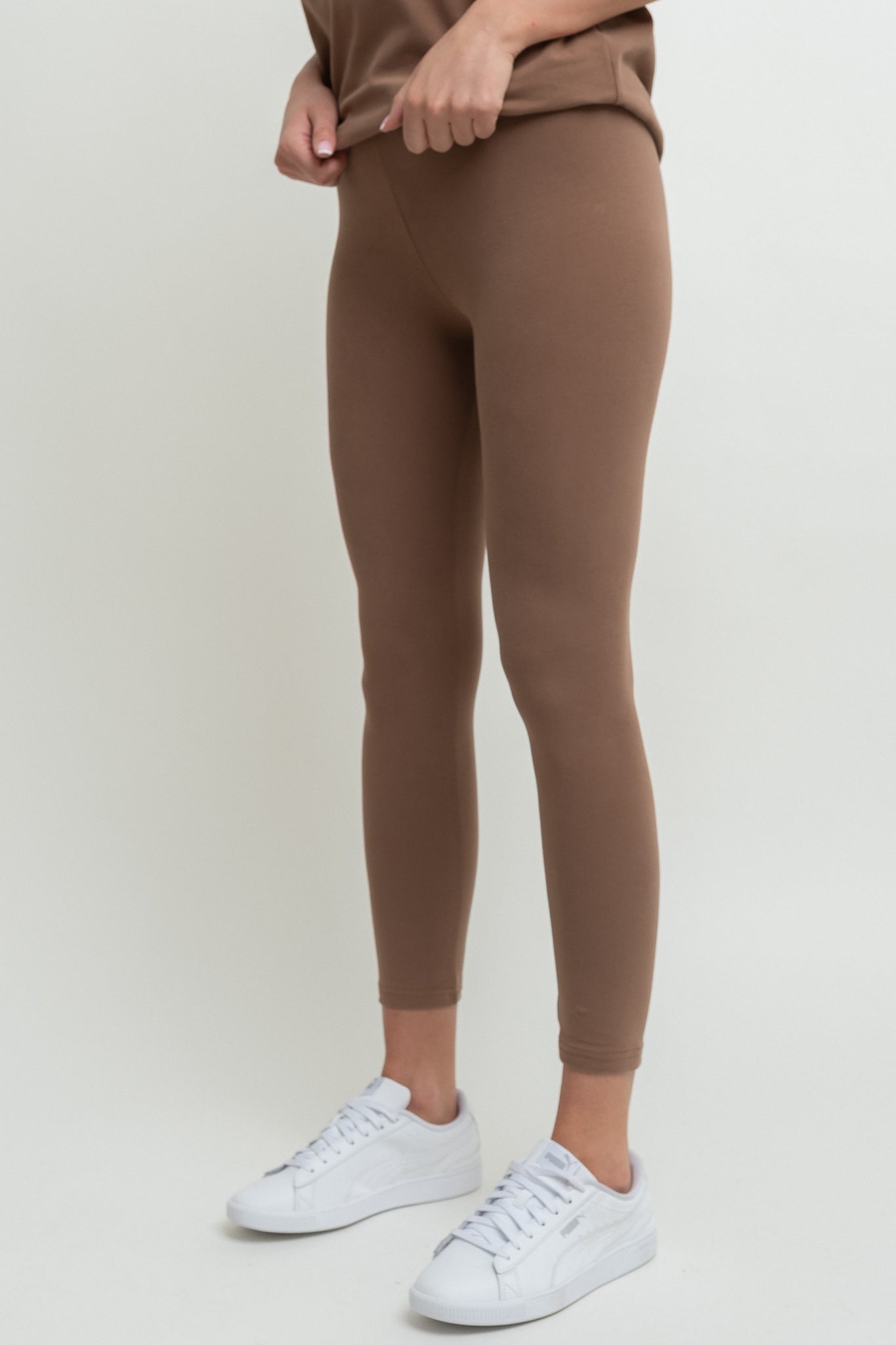 BAWEŁNIANE LEGGINSY BRĄZOWE - LUIZIANA