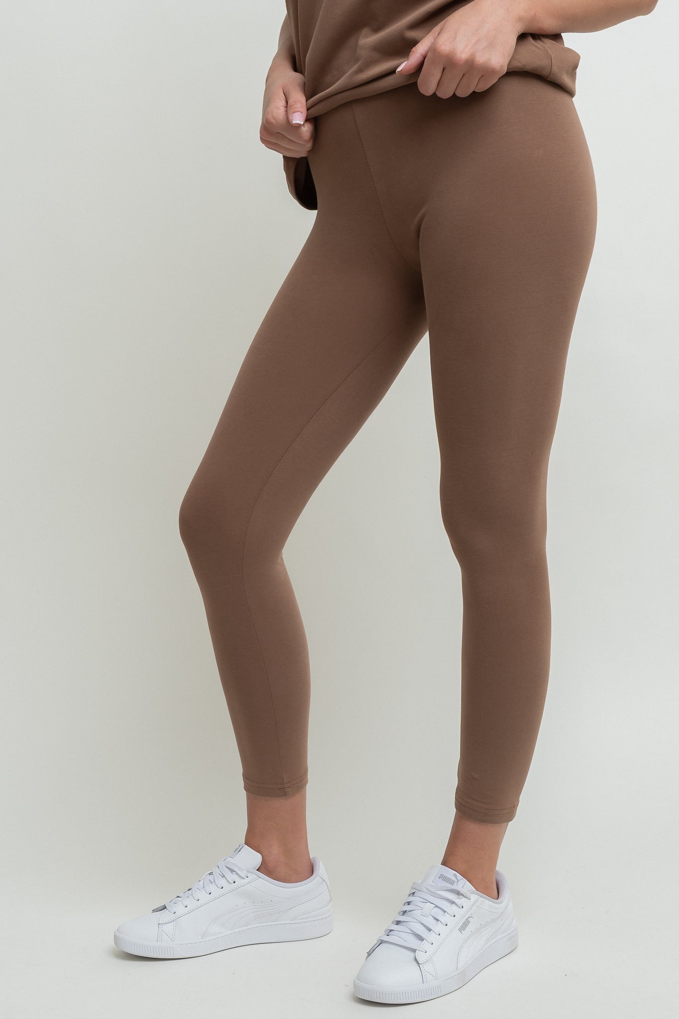 BAWEŁNIANE LEGGINSY BRĄZOWE - LUIZIANA
