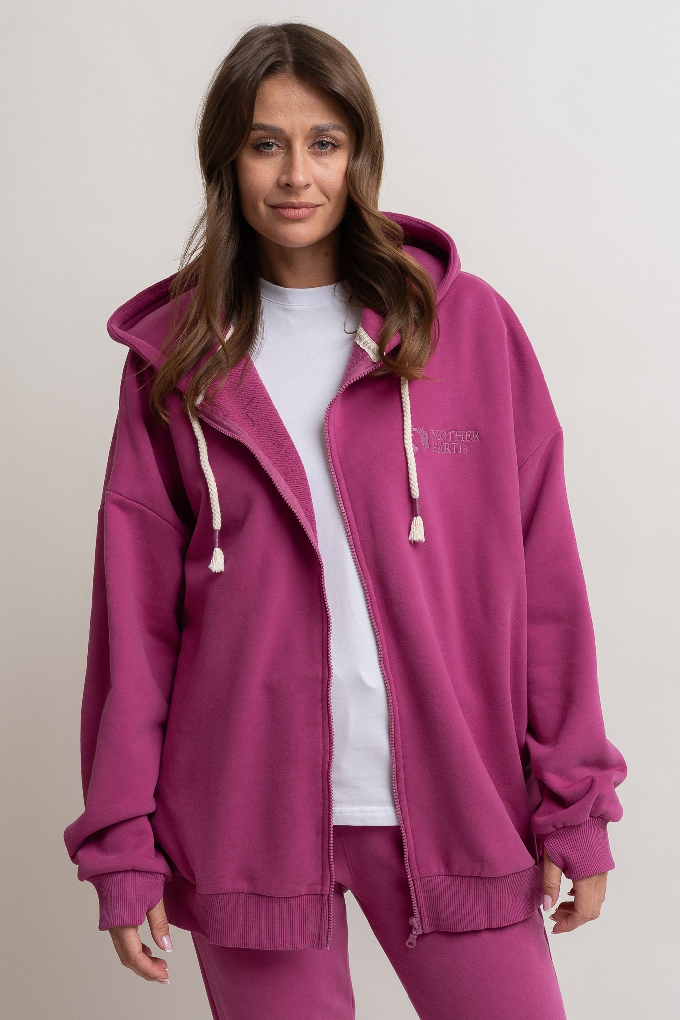 BLUZA Z KAPTUREM ROZPINANA 2nd DROP RÓŻOWA - NIKO