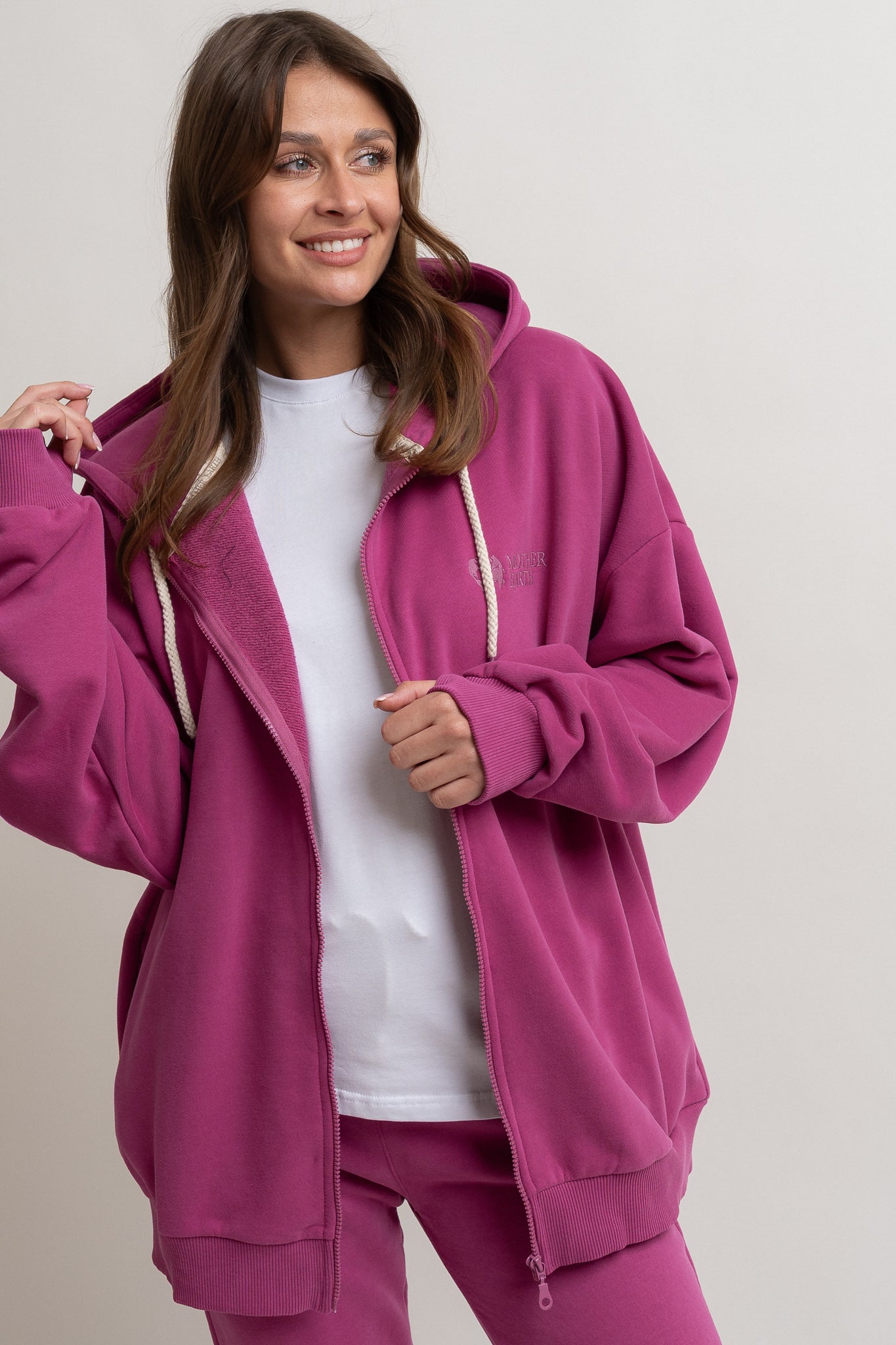 BLUZA Z KAPTUREM ROZPINANA 2nd DROP RÓŻOWA - NIKO