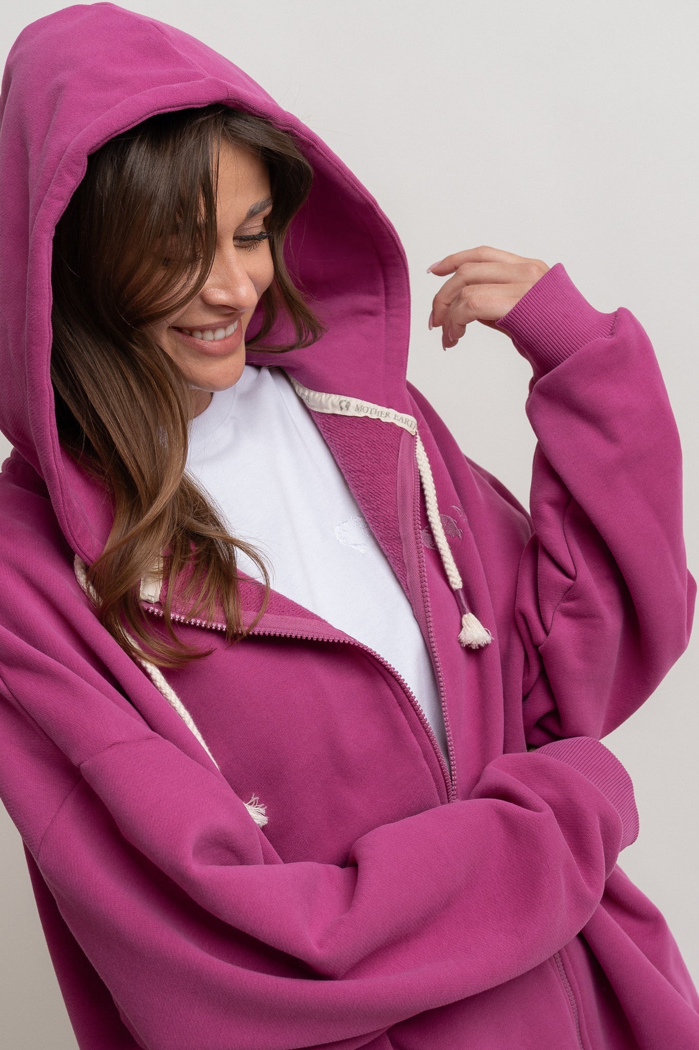 BLUZA Z KAPTUREM ROZPINANA 2nd DROP RÓŻOWA - NIKO