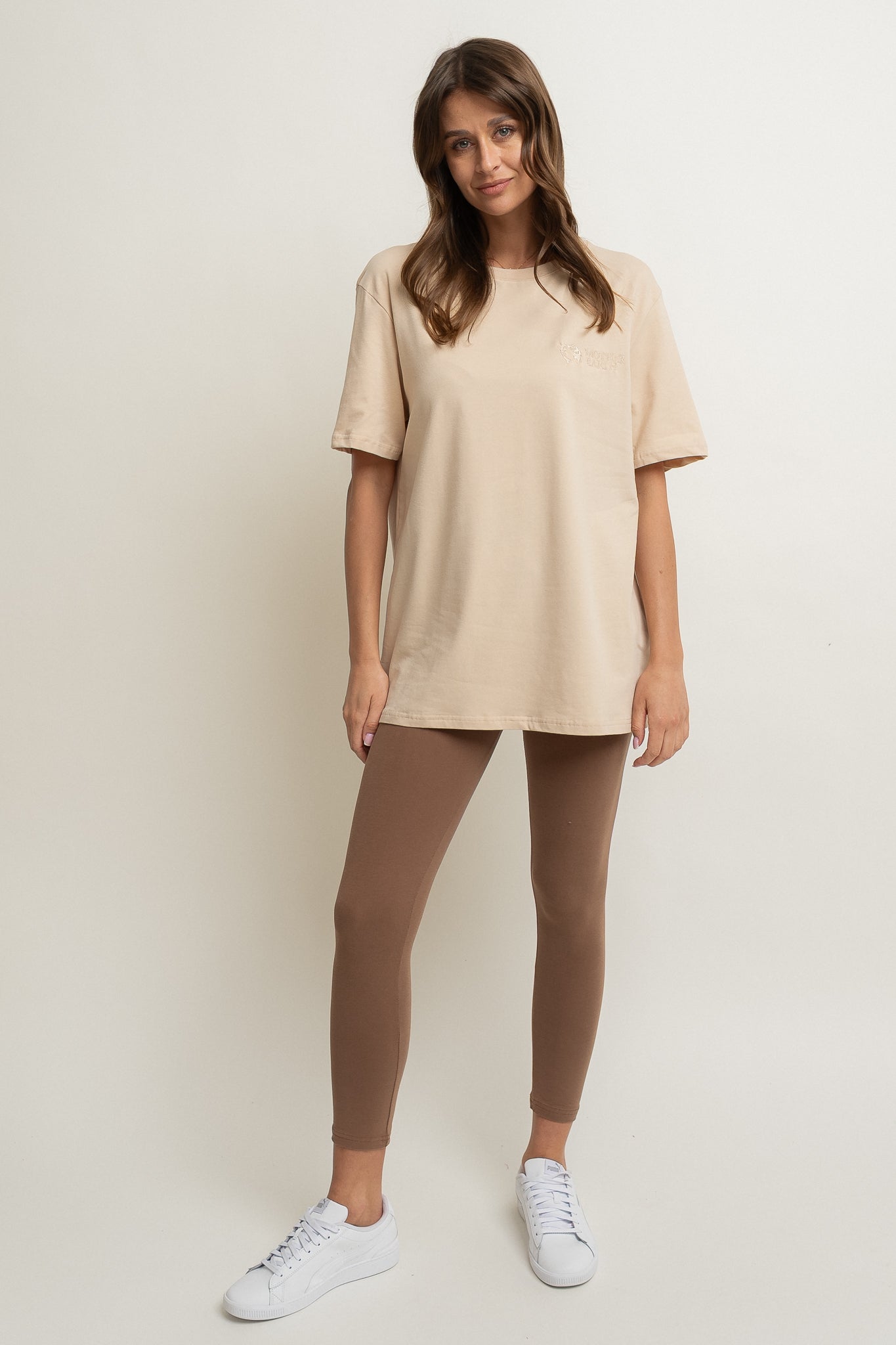 T-SHIRT OVERSIZE BEŻOWY- HURON