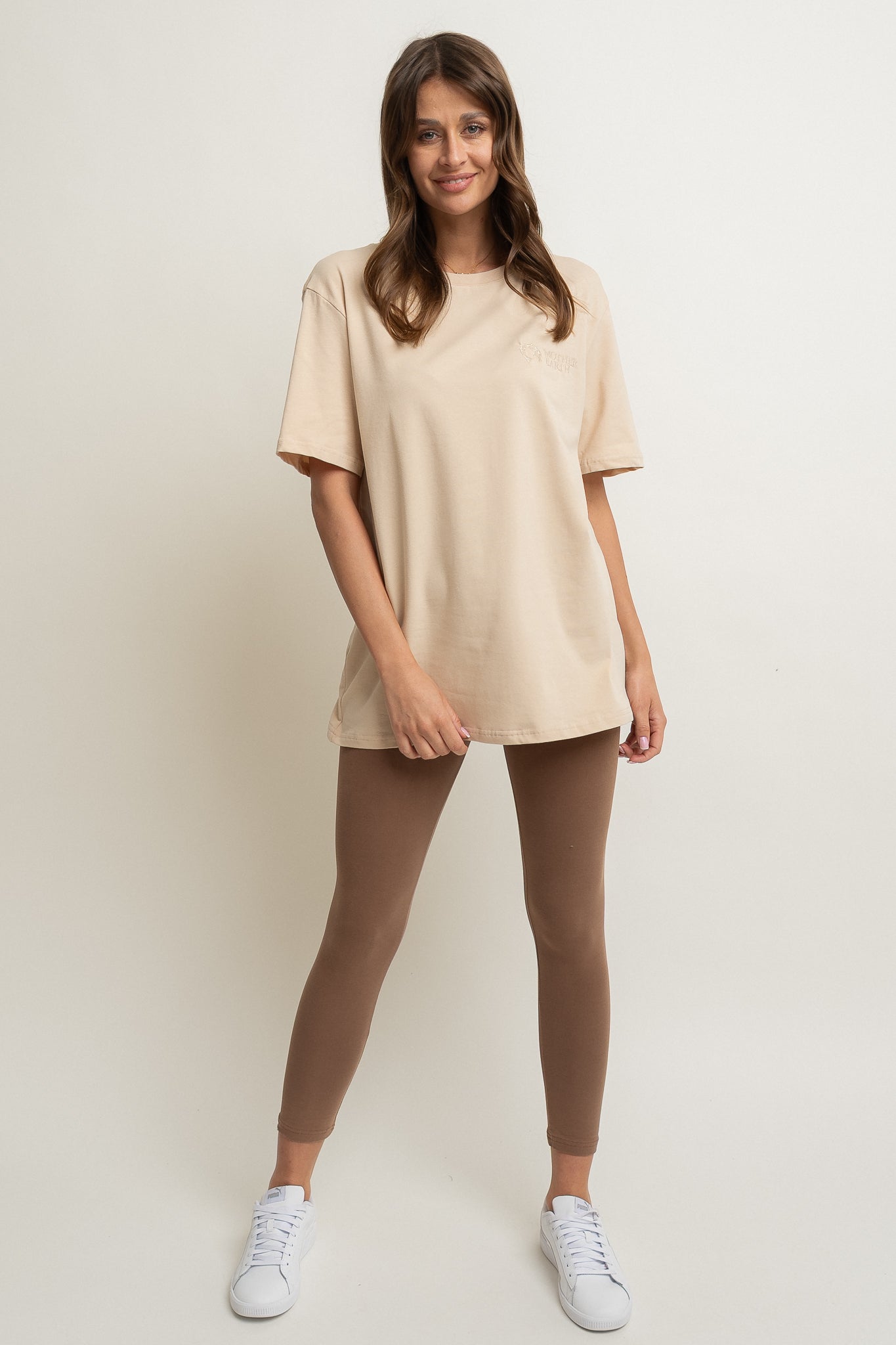 T-SHIRT OVERSIZE BEŻOWY- HURON