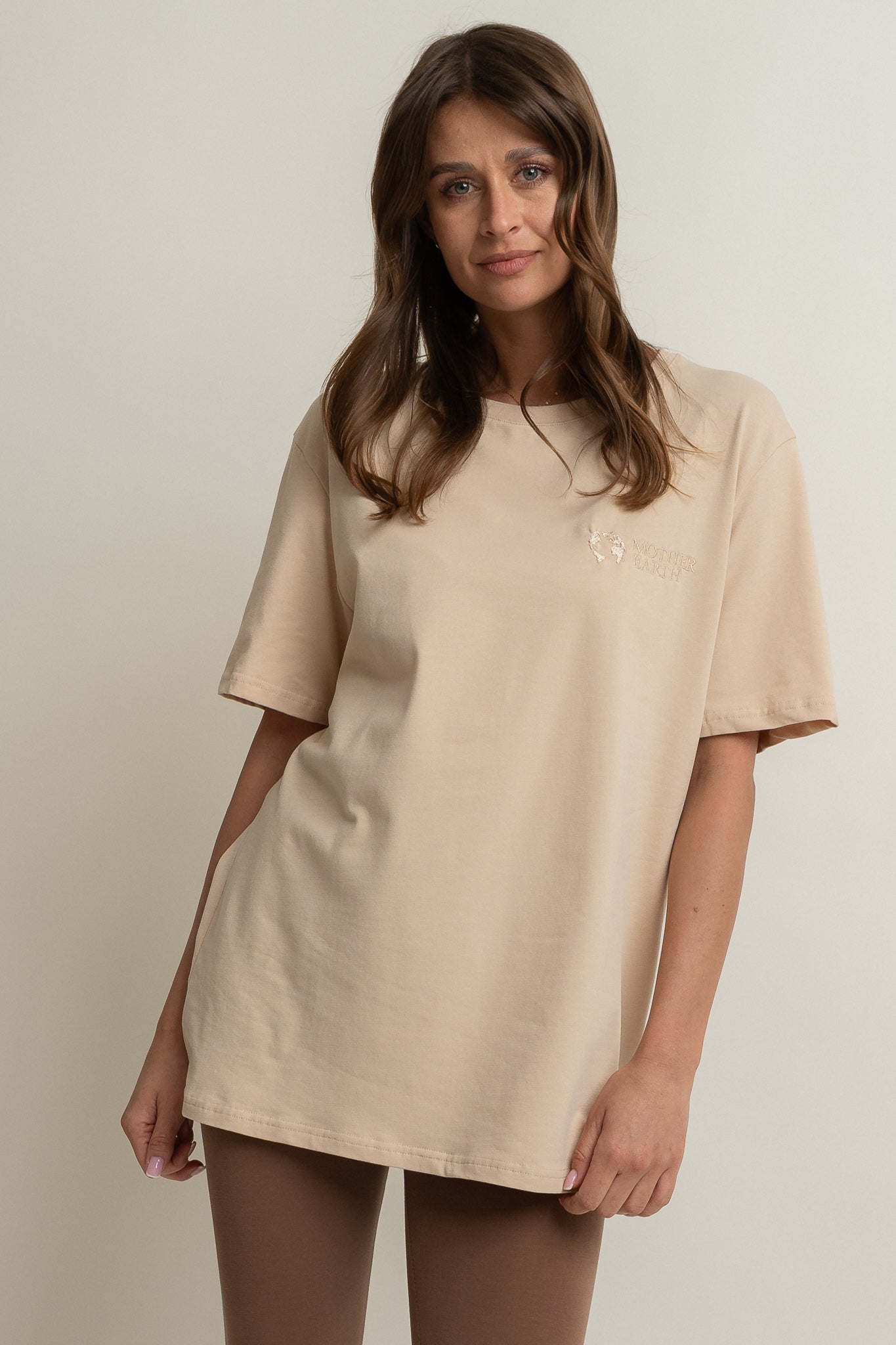 T-SHIRT OVERSIZE BEŻOWY- HURON