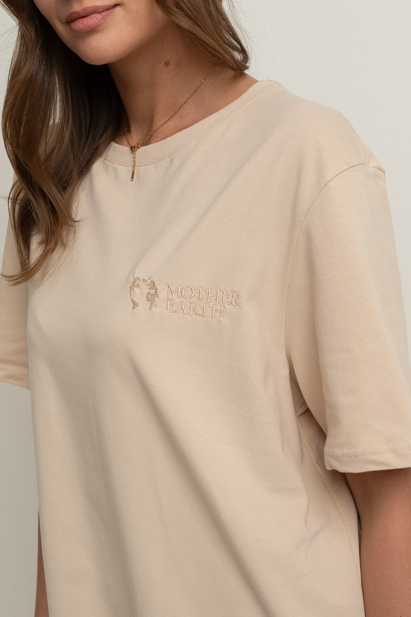 T-SHIRT OVERSIZE BEŻOWY- HURON