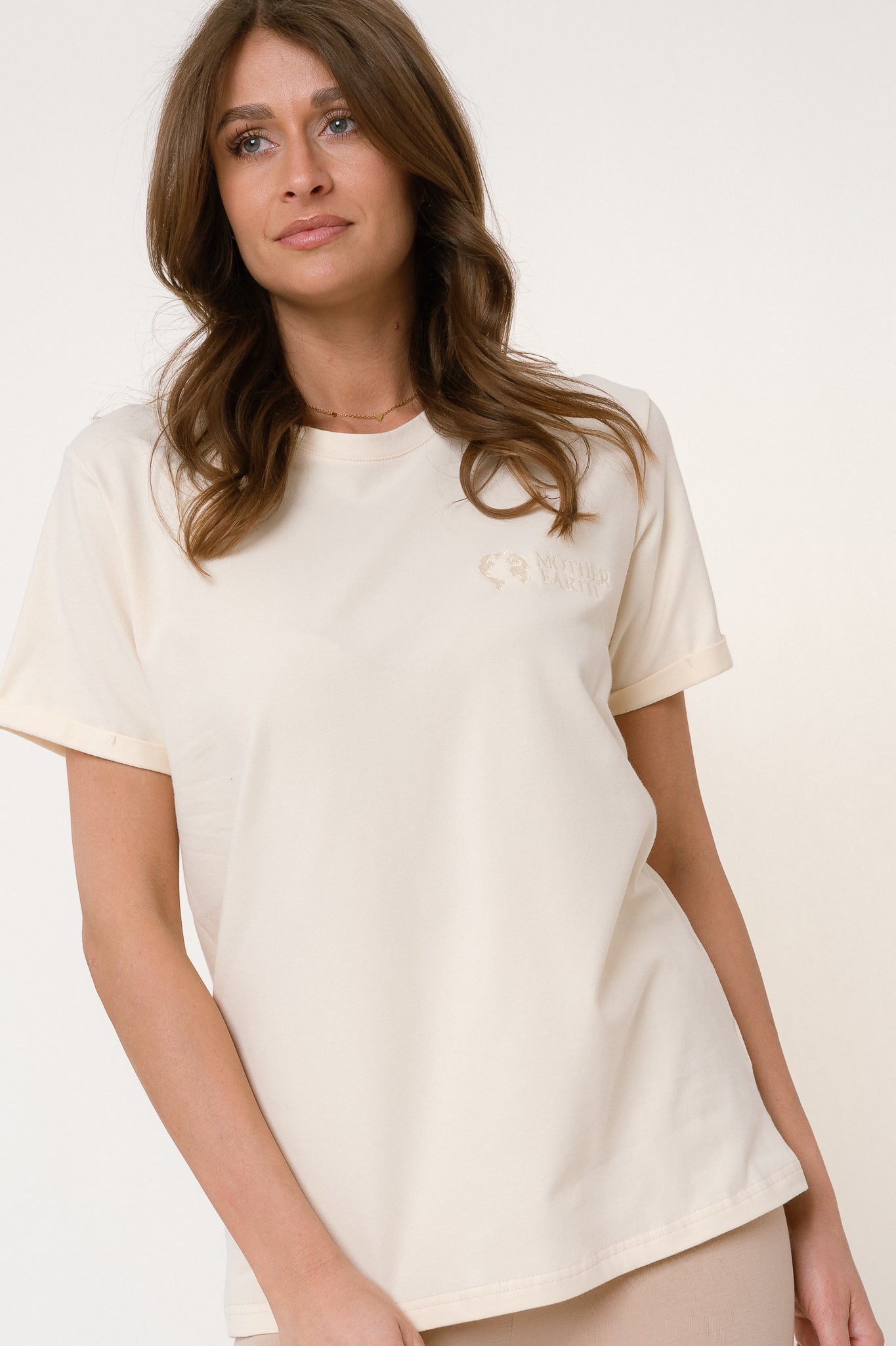 T-SHIRT DAMSKI ECRU- MORAINE