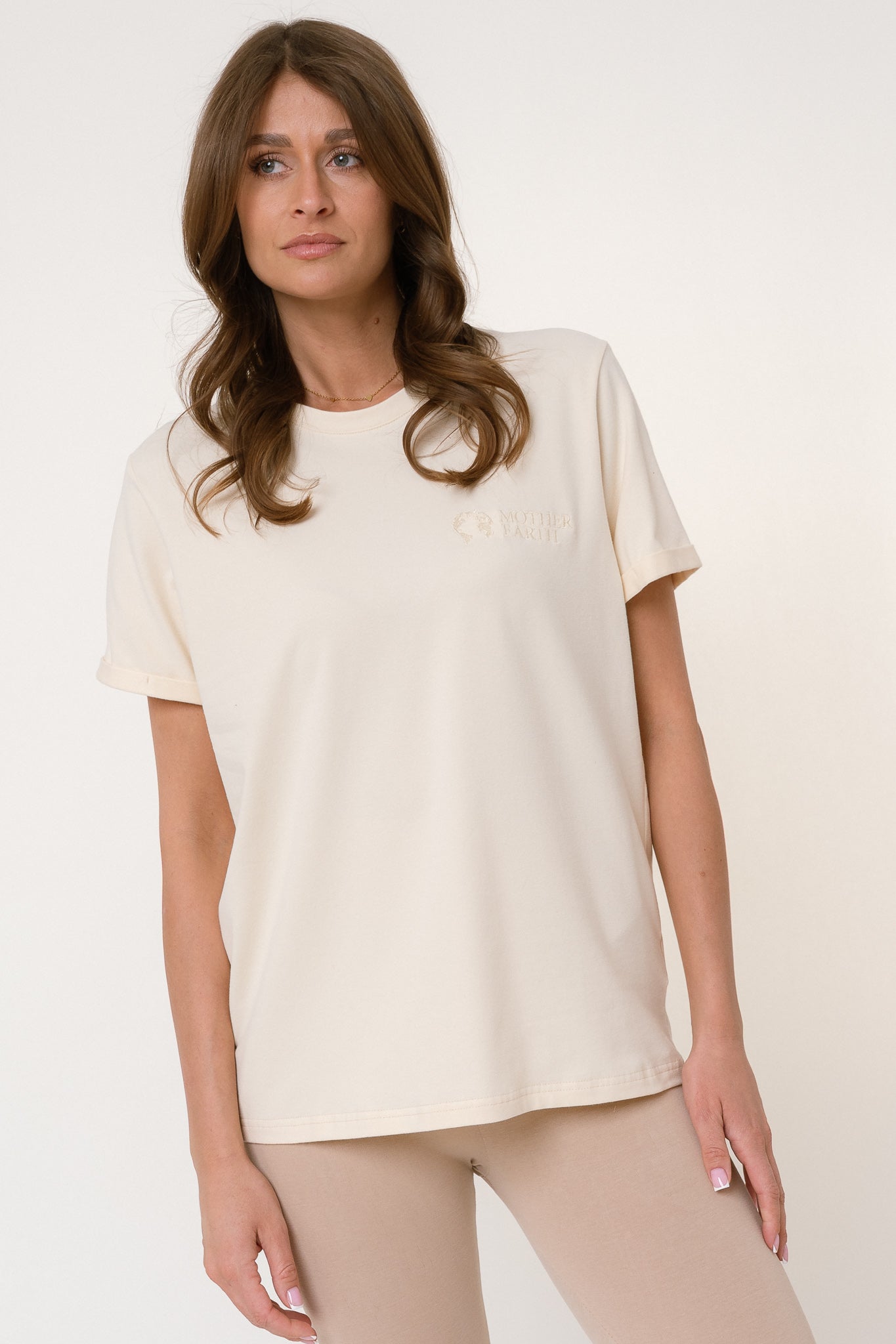 T-SHIRT DAMSKI ECRU- MORAINE
