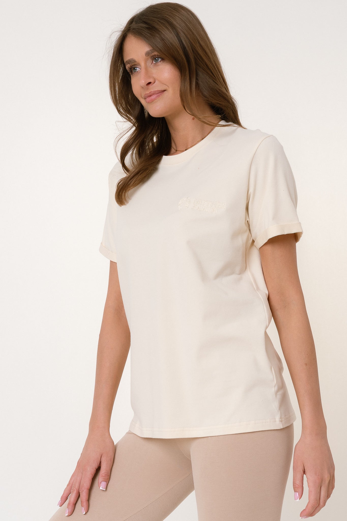 T-SHIRT DAMSKI ECRU- MORAINE