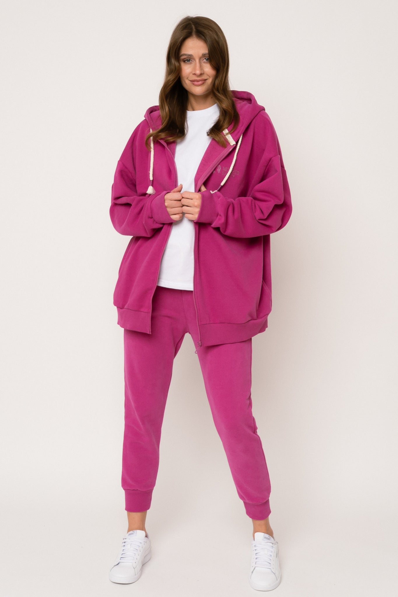 BLUZA Z KAPTUREM ROZPINANA RÓŻOWA-NIKO