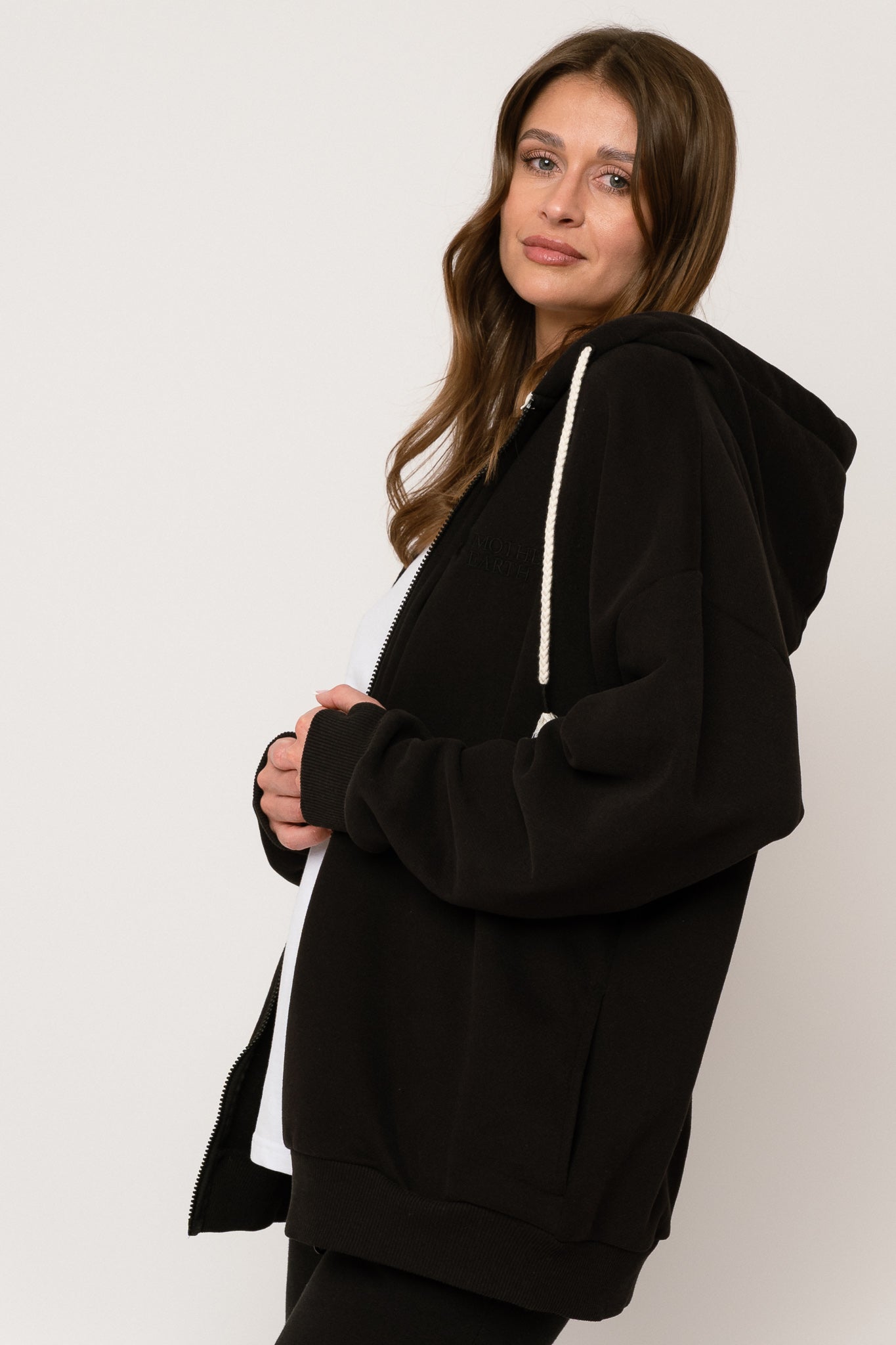 BLUZA Z KAPTUREM ROZPINANA CZARNA - NIKO