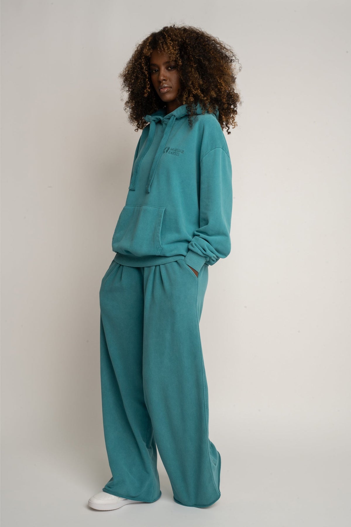 WIDE LEG WASHED TURQUOISE SWEATPANTS - ESBJERG