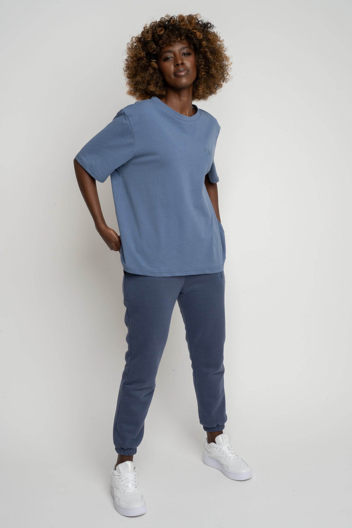 T-SHIRT DAMSKI NIEBIESKI - OYSTER