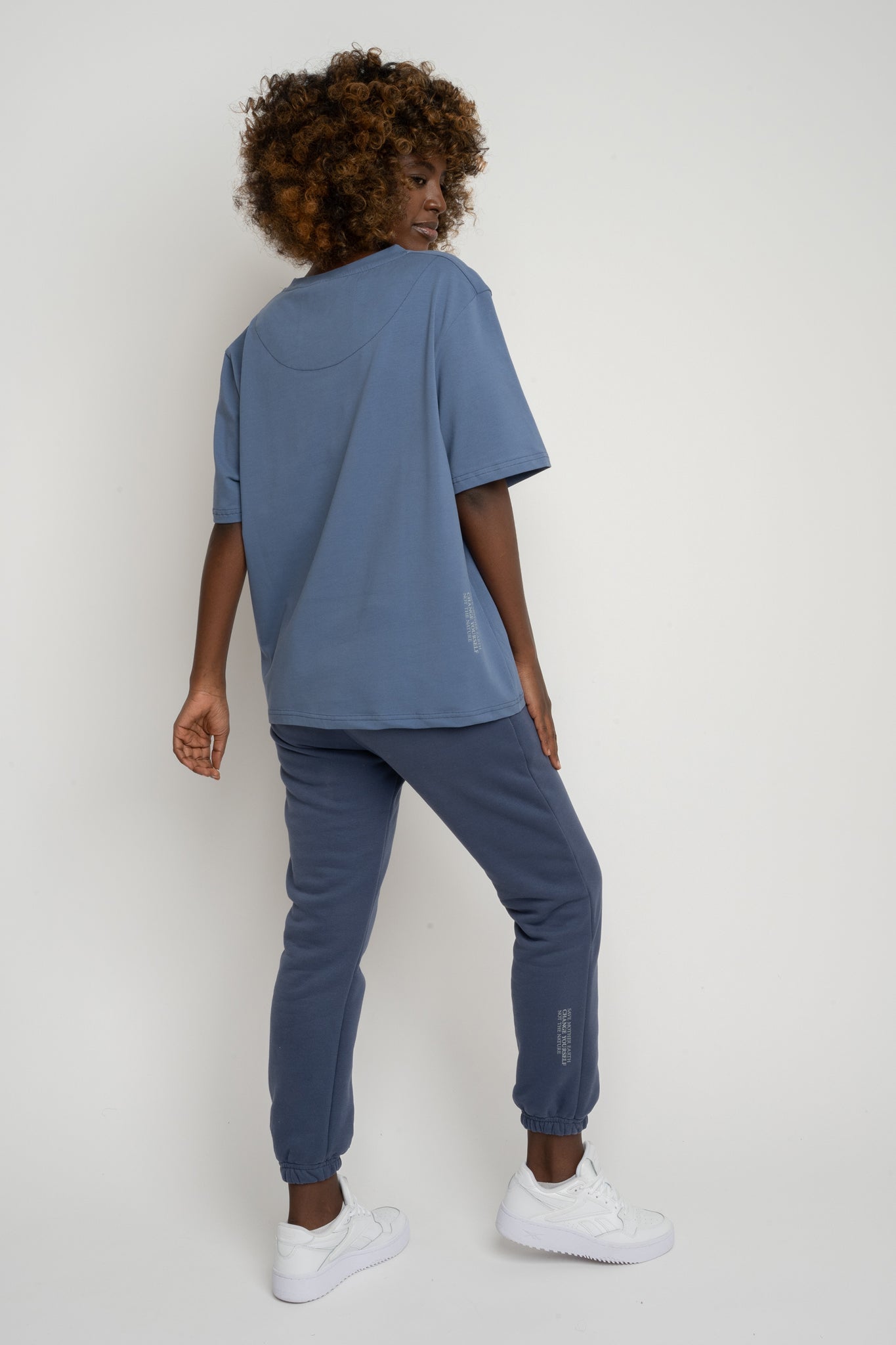 T-SHIRT DAMSKI NIEBIESKI - OYSTER