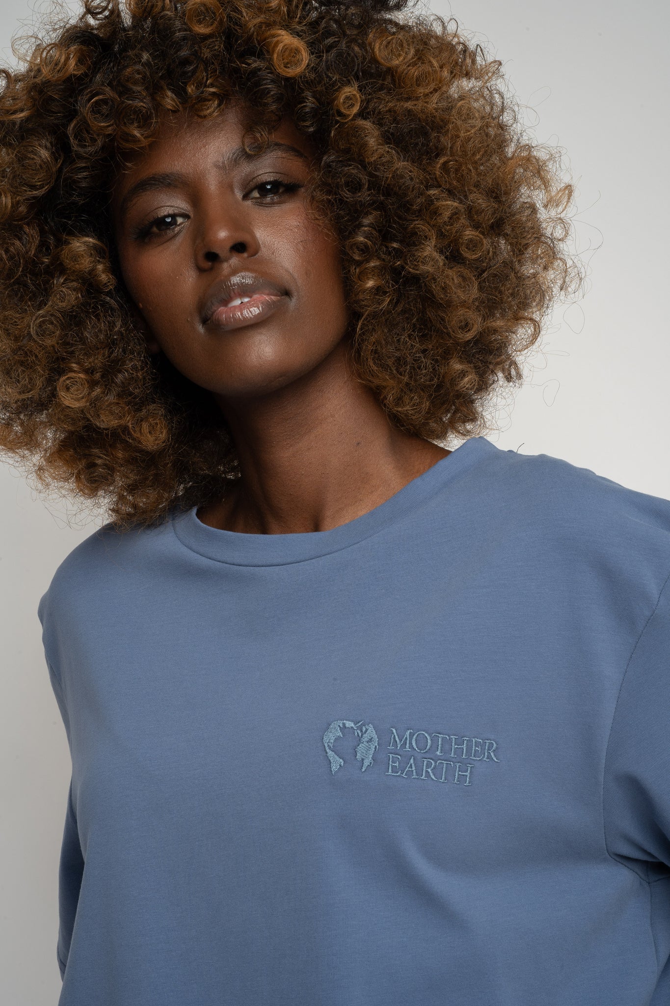 T-SHIRT DAMSKI NIEBIESKI - OYSTER