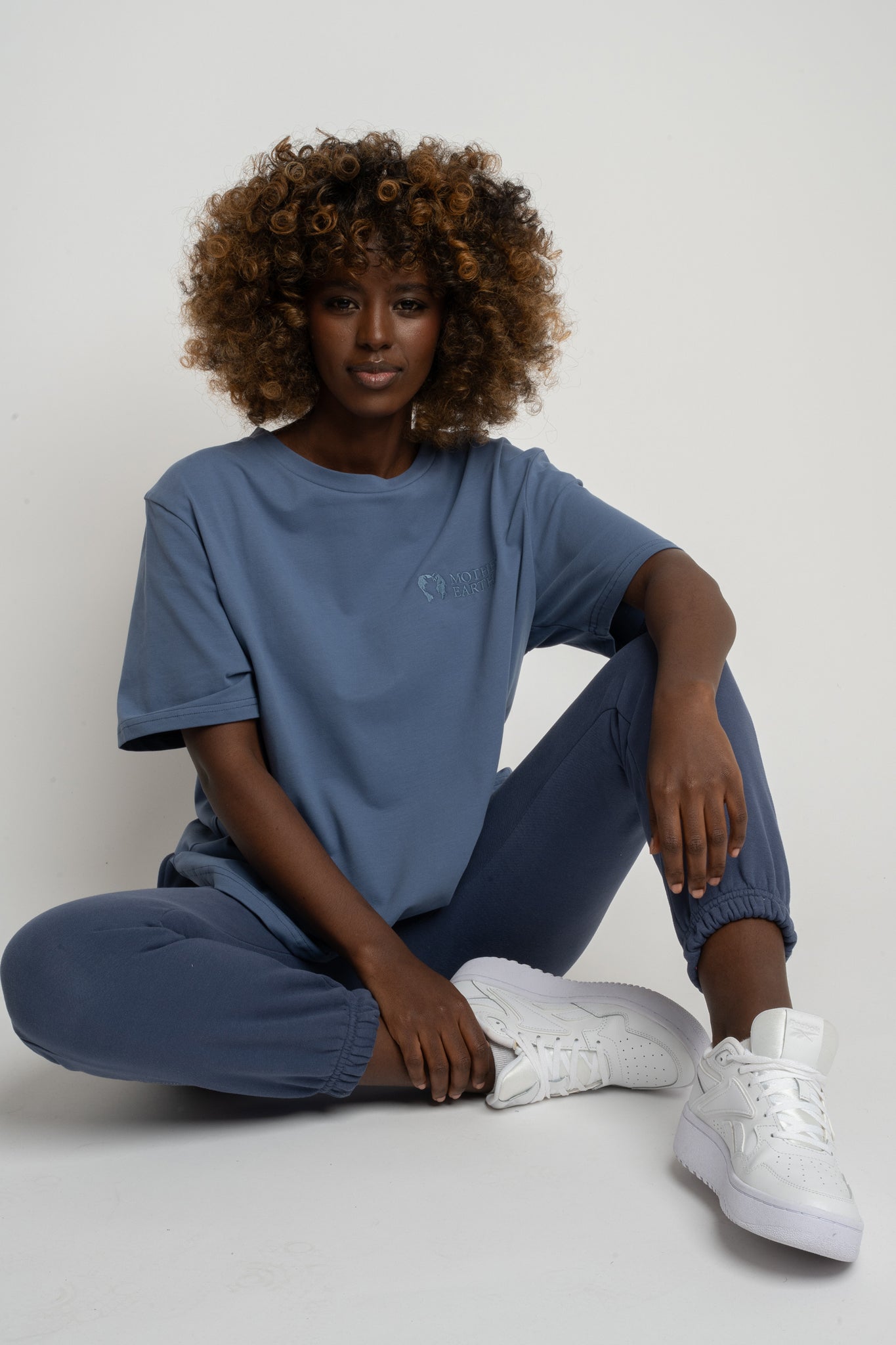 T-SHIRT DAMSKI NIEBIESKI - OYSTER