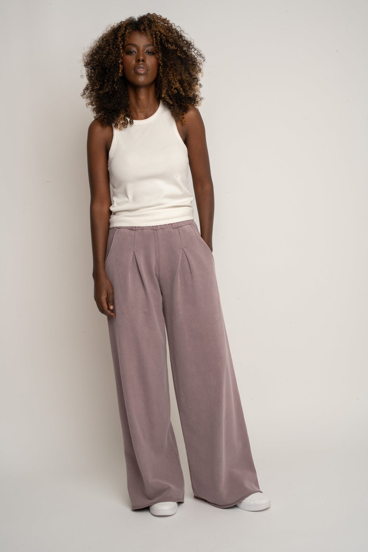 WASHED HEATHER WIDE LEG SWEATPANTS - ESBJERG