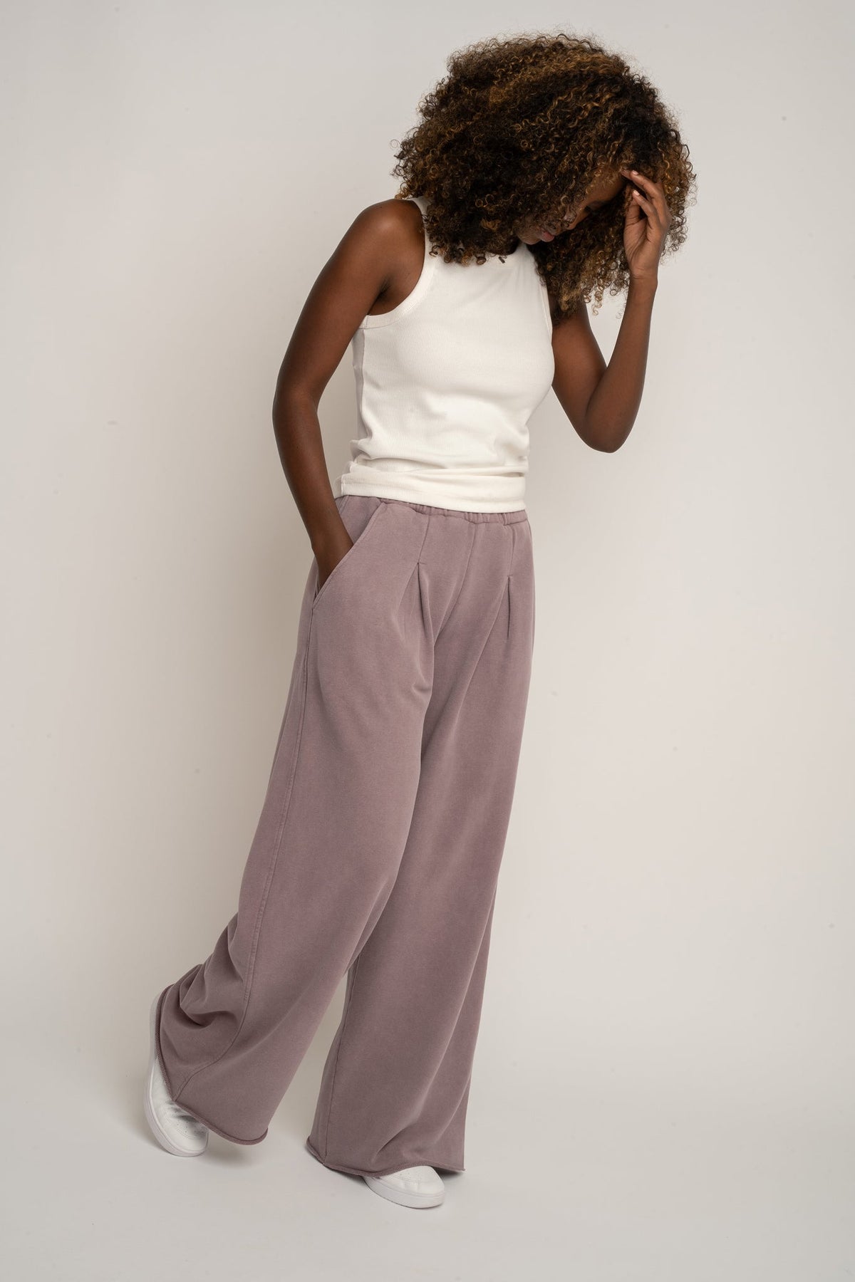 WASHED HEATHER WIDE LEG SWEATPANTS - ESBJERG