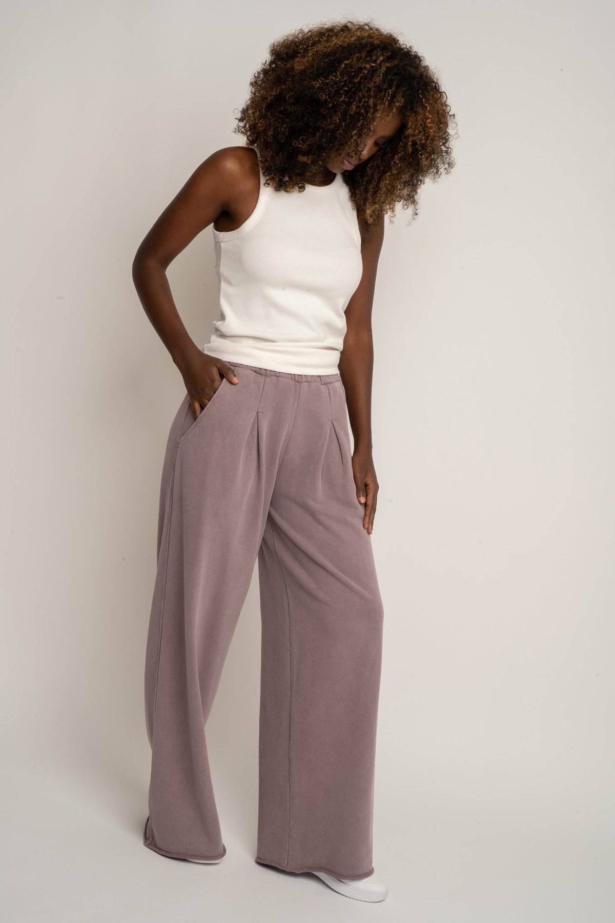 WASHED HEATHER WIDE LEG SWEATPANTS - ESBJERG