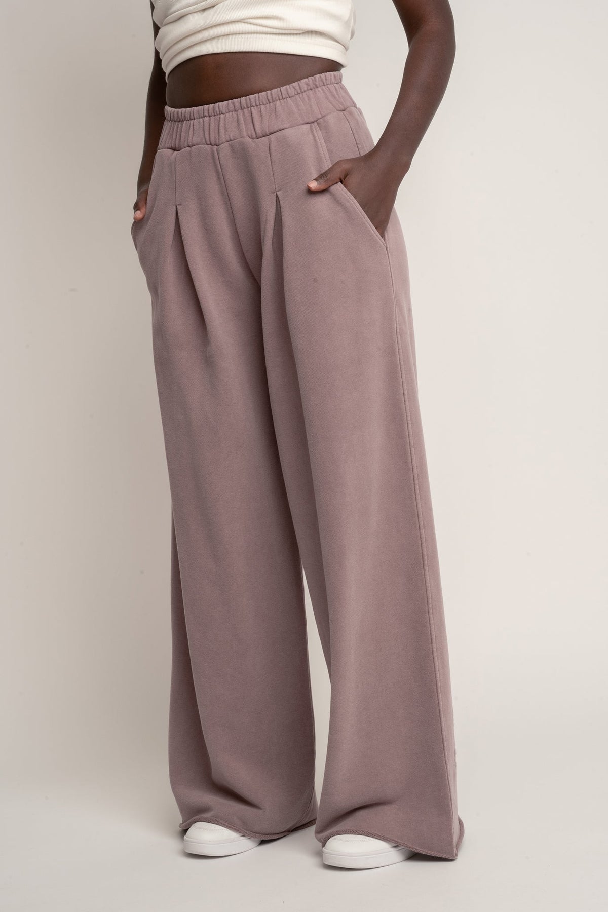 WASHED HEATHER WIDE LEG SWEATPANTS - ESBJERG