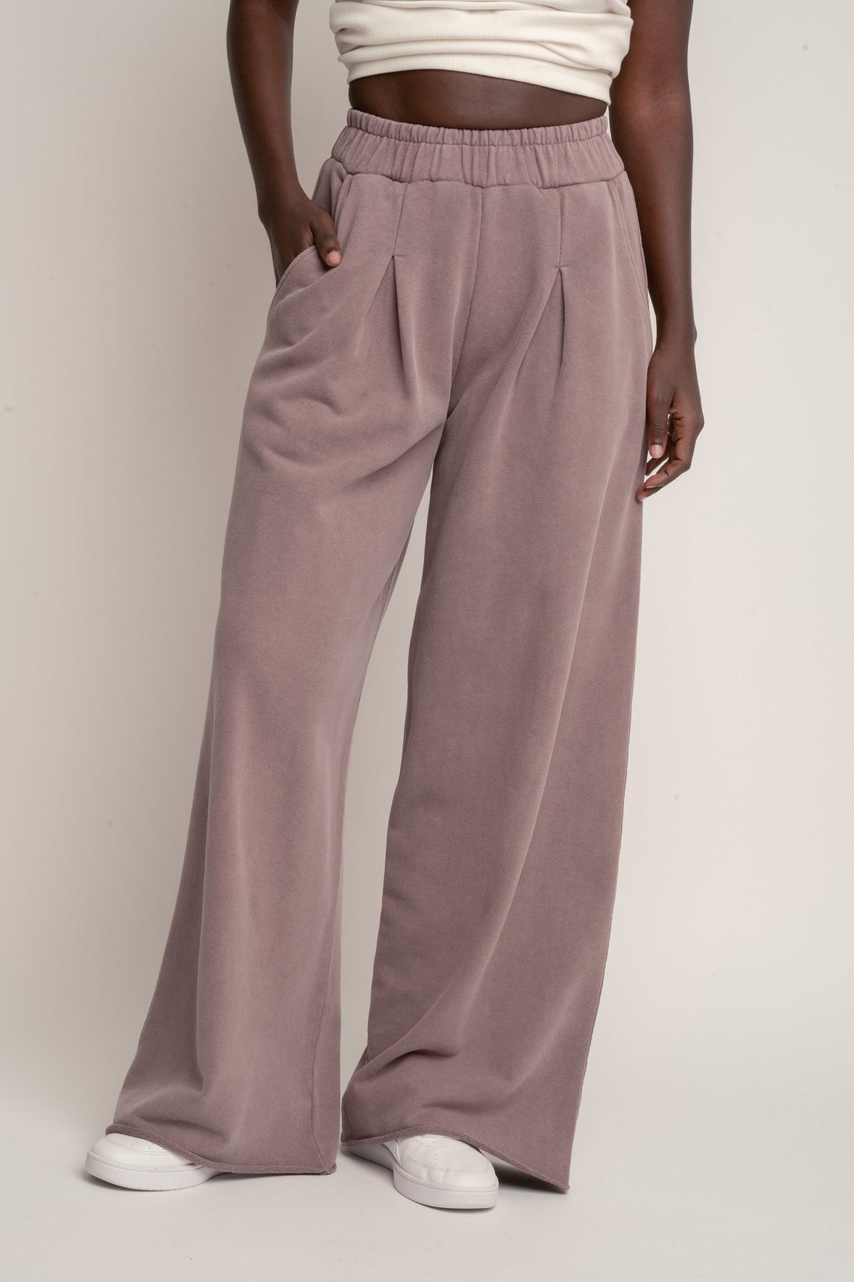 WASHED HEATHER WIDE LEG SWEATPANTS - ESBJERG