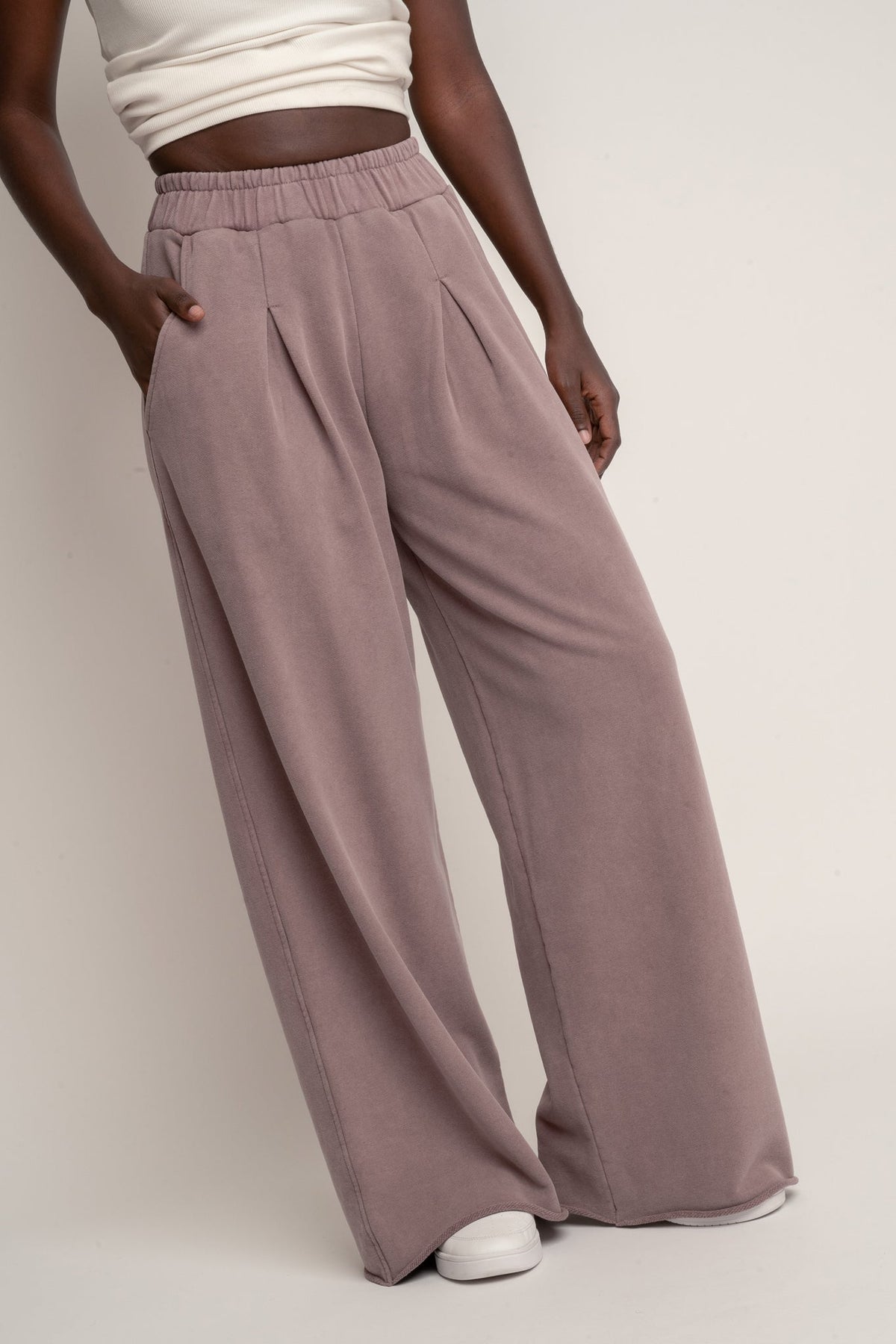 WASHED HEATHER WIDE LEG SWEATPANTS - ESBJERG