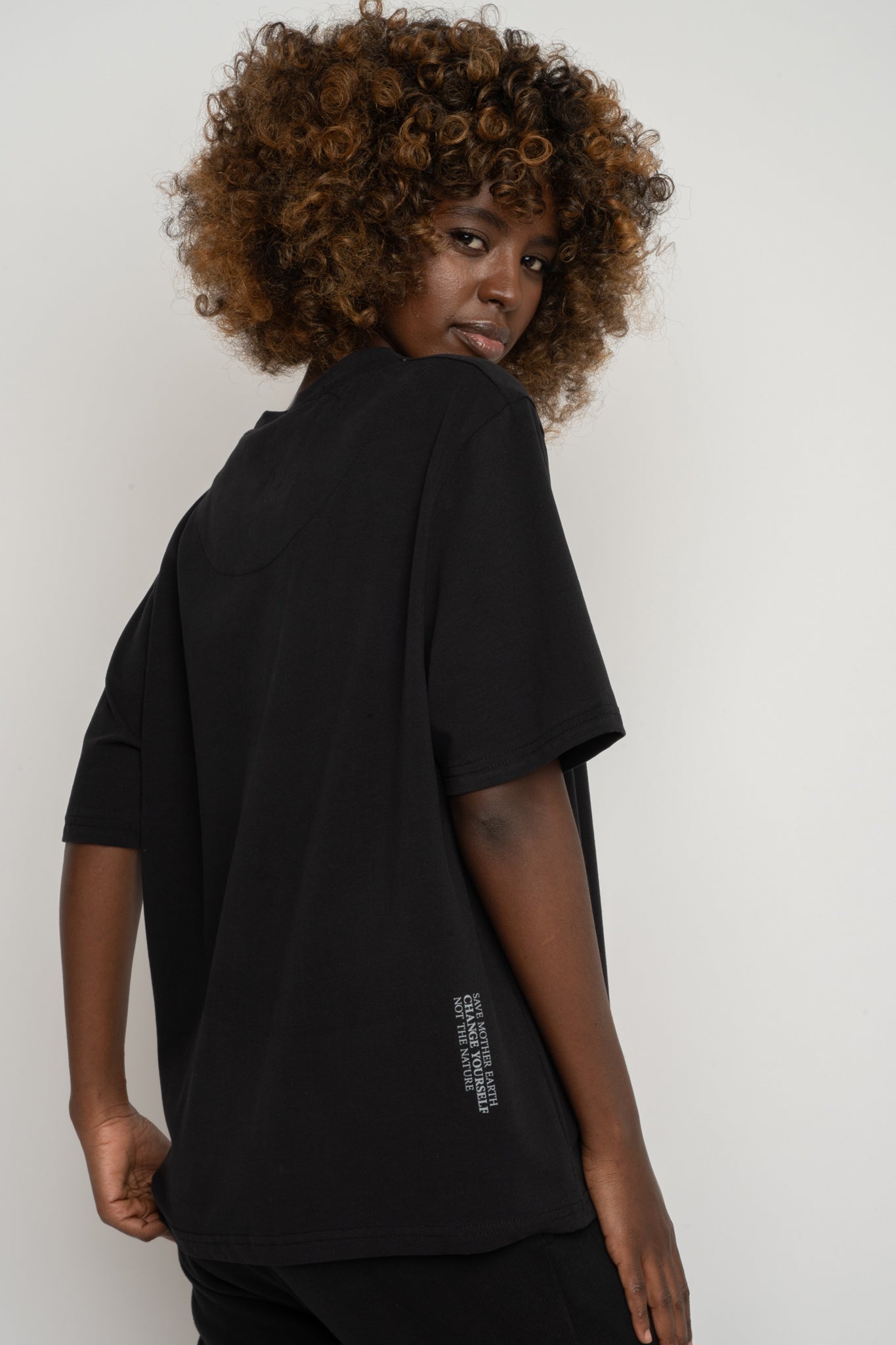 T-SHIRT DAMSKI CZARNY - OYSTER