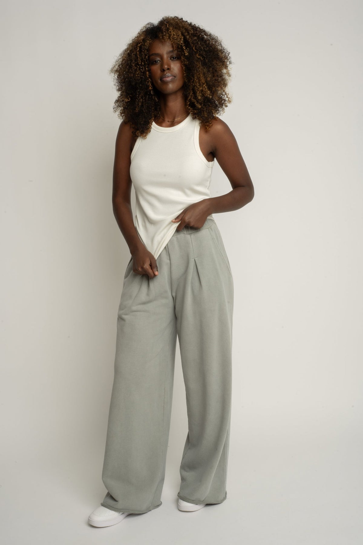 WIDE LEG WASHED JOGGERS OLIVE - ESBJERG