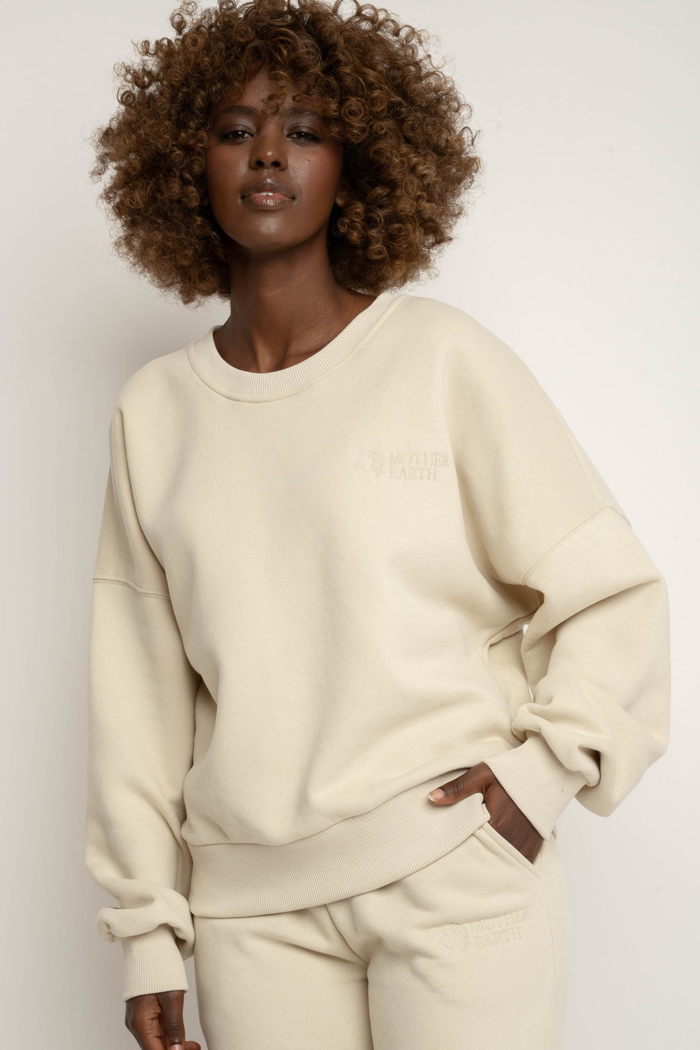 BLUZA TYPU CREWNECK JASNOBEŻOWA - OZARK