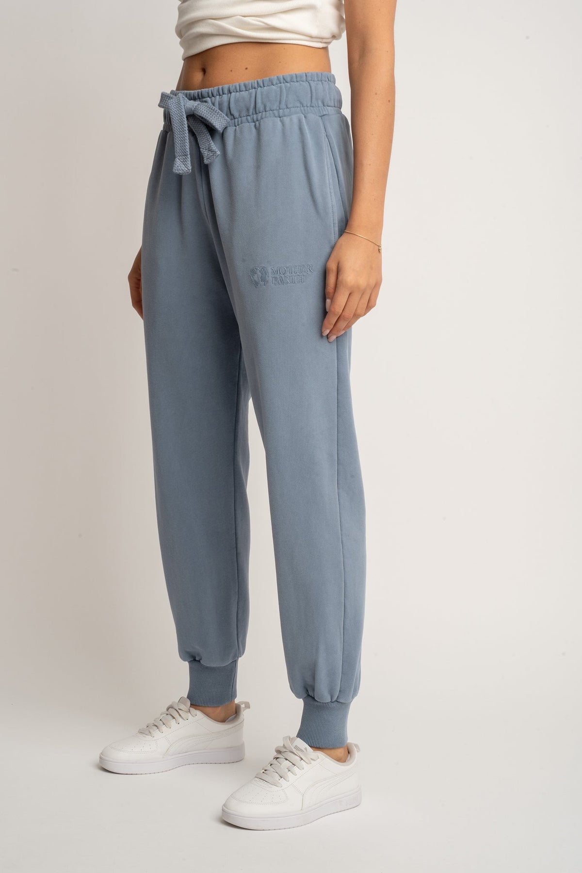 SPODNIE DRESOWE TYPU JOGGER Z EFEKTEM WASHED NIEBIESKIE - ODENSE