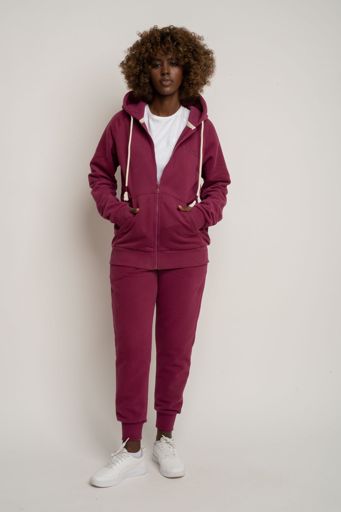 ROZPINANA BLUZA Z KAPTUREM BURGUNDOWA - ZANZIBAR