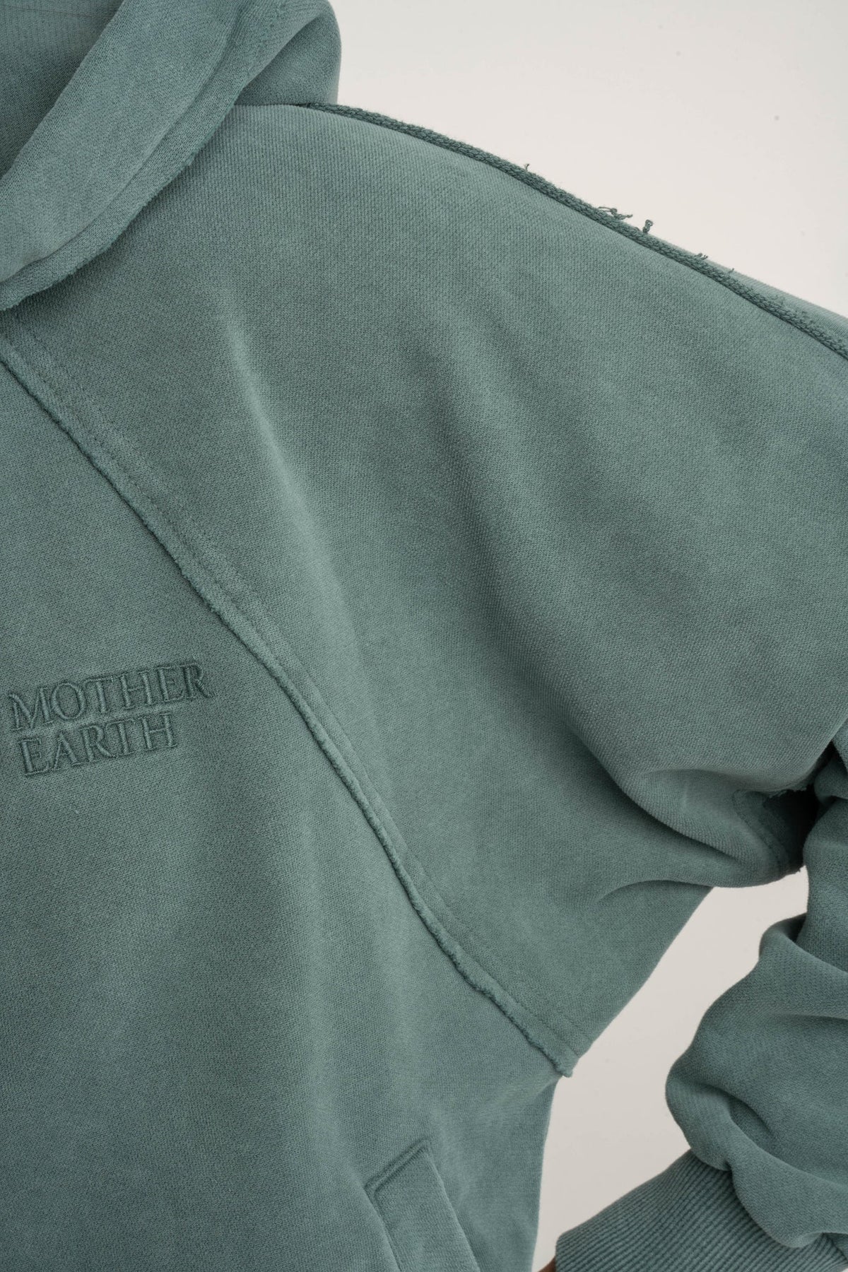 WASHED-EFFECT ZIP-UP HOODIE GREEN - NARVIK