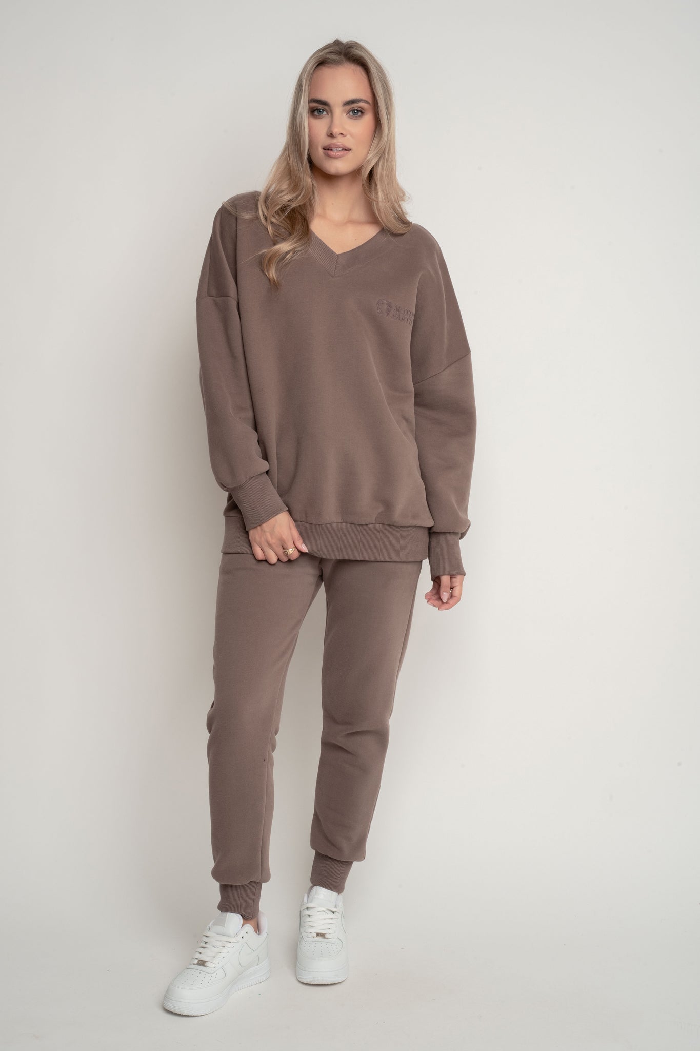 BLUZA Z DEKOLTEM OVERSIZE CAPPUCCINO - BISCOE