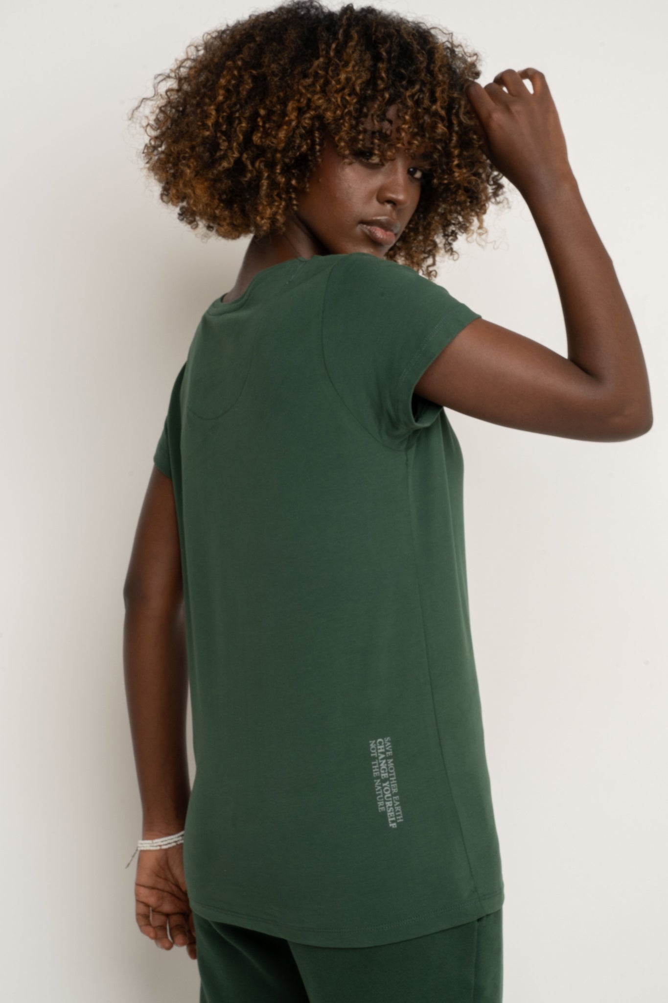 T-SHIRT DAMSKI CIEMNOZIELONY - PETIT