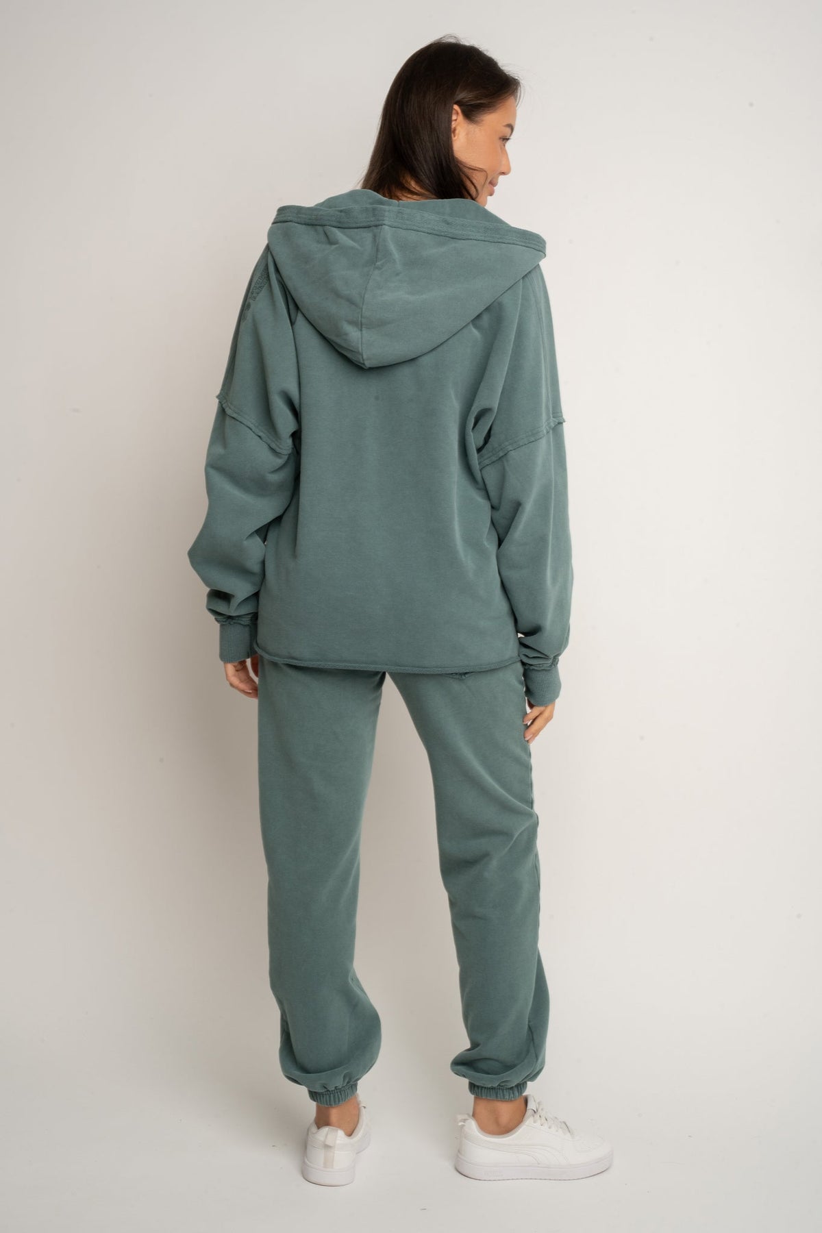 WASHED EFFECT OVERSIZED HOODIE GREEN - LIMFJORD