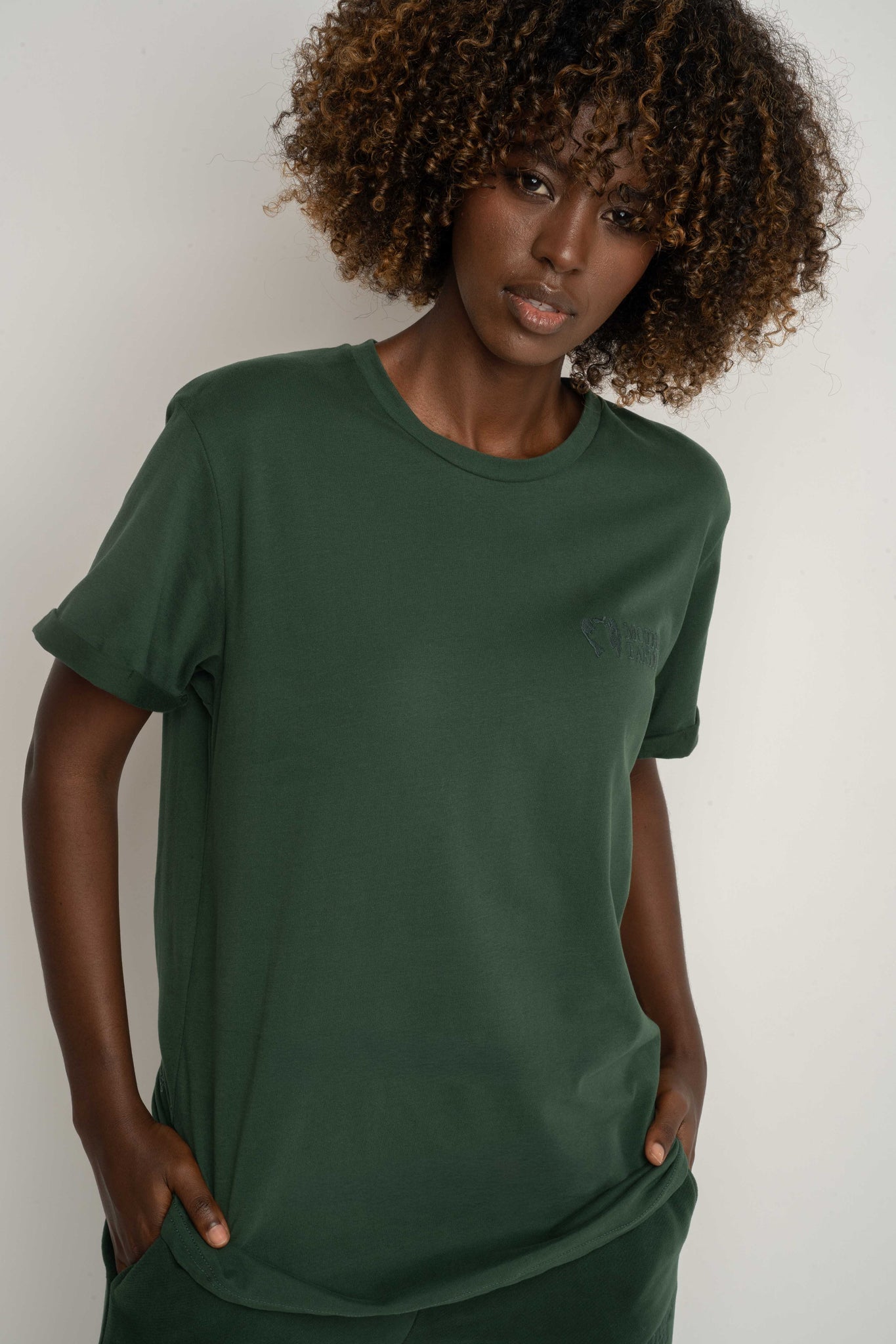 T-SHIRT DAMSKI CIEMNOZIELONY- MORAINE