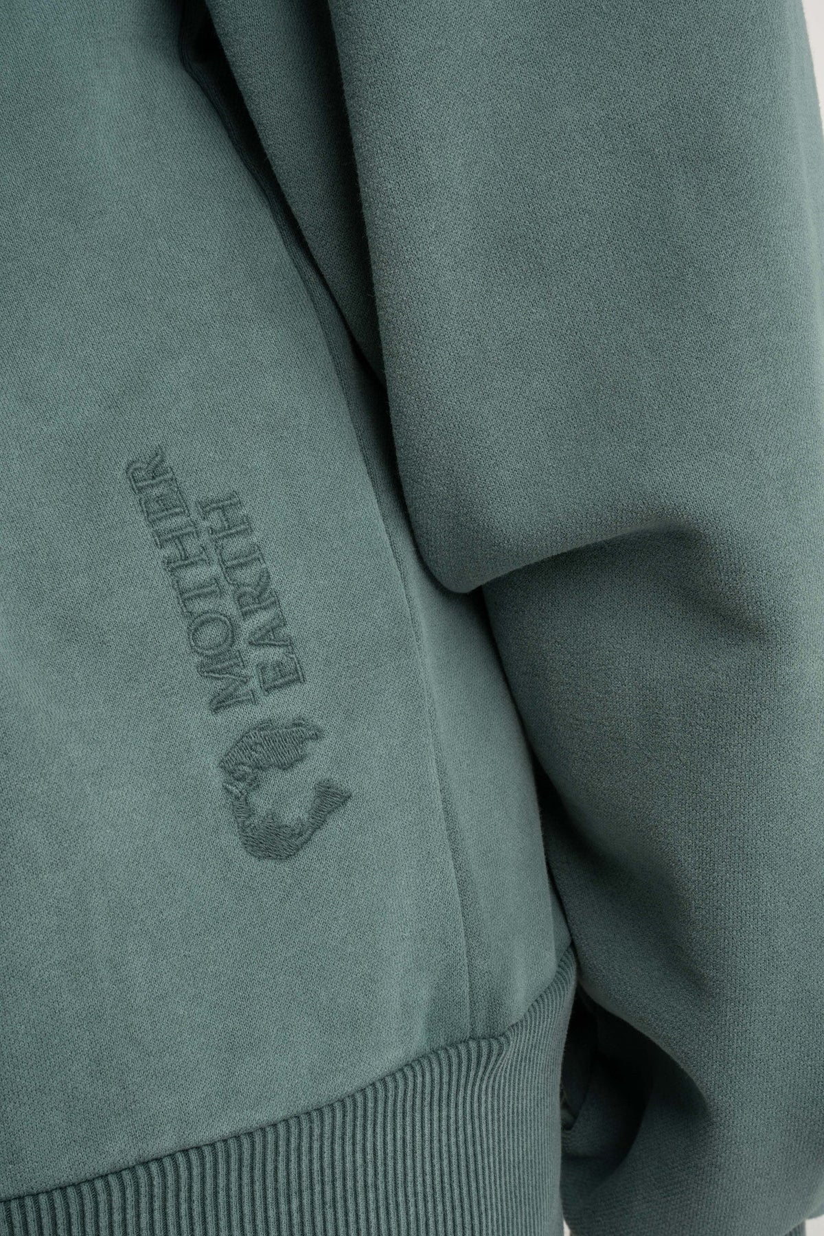 WASHED EFFECT HOODIE GREEN - KUOPIO