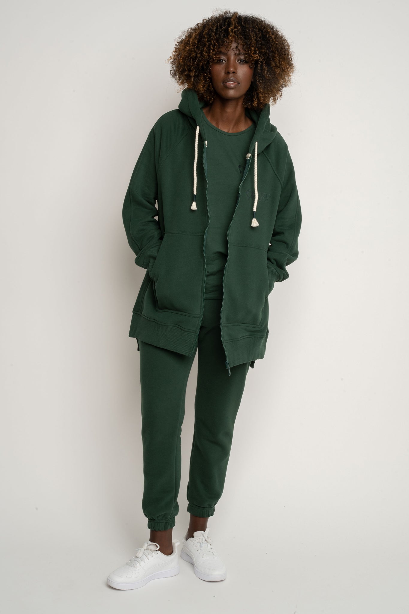 BLUZA Z KAPTUREM OVERSIZE CIEMNOZIELONA - ESMERALDA