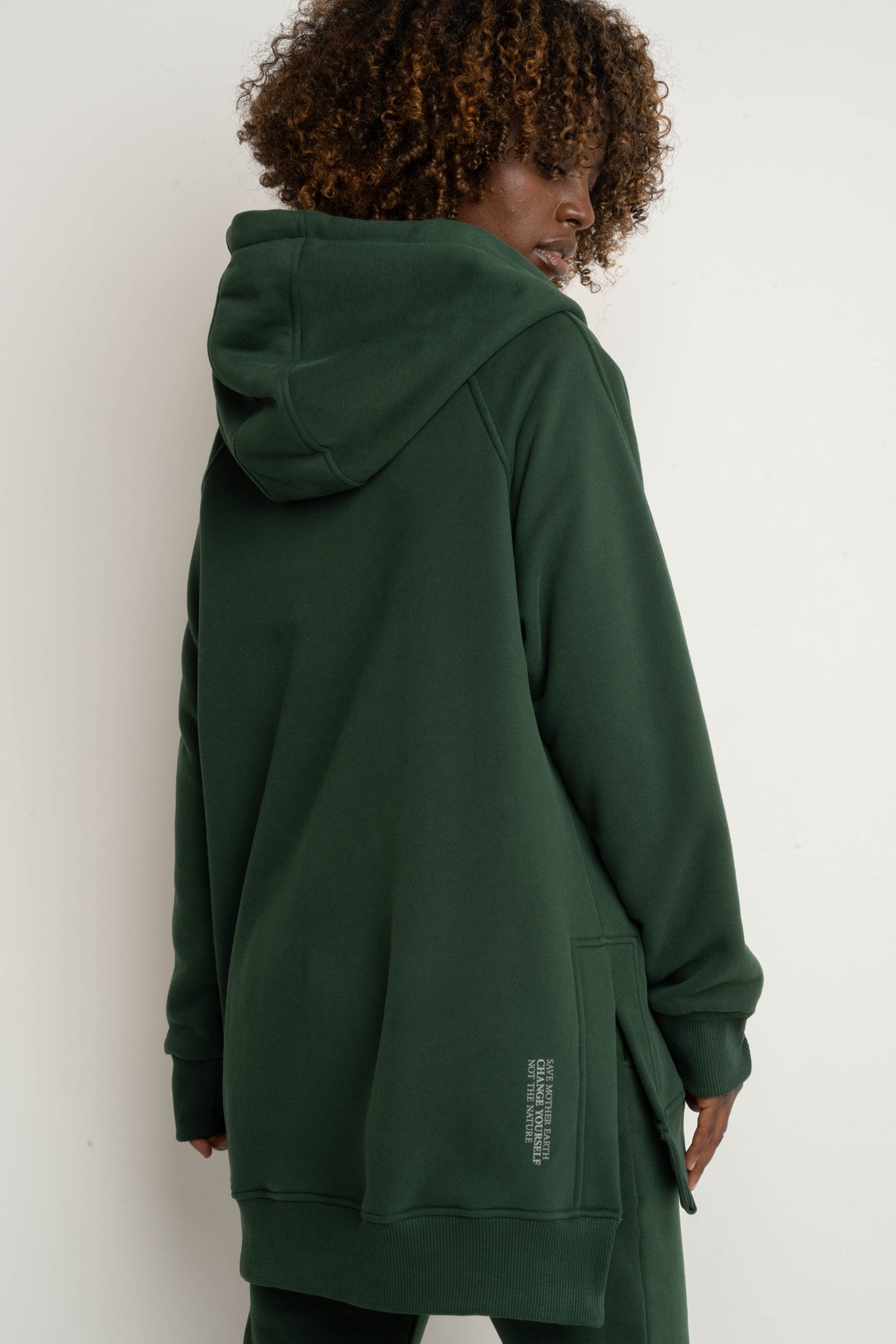 BLUZA Z KAPTUREM OVERSIZE CIEMNOZIELONA - ESMERALDA