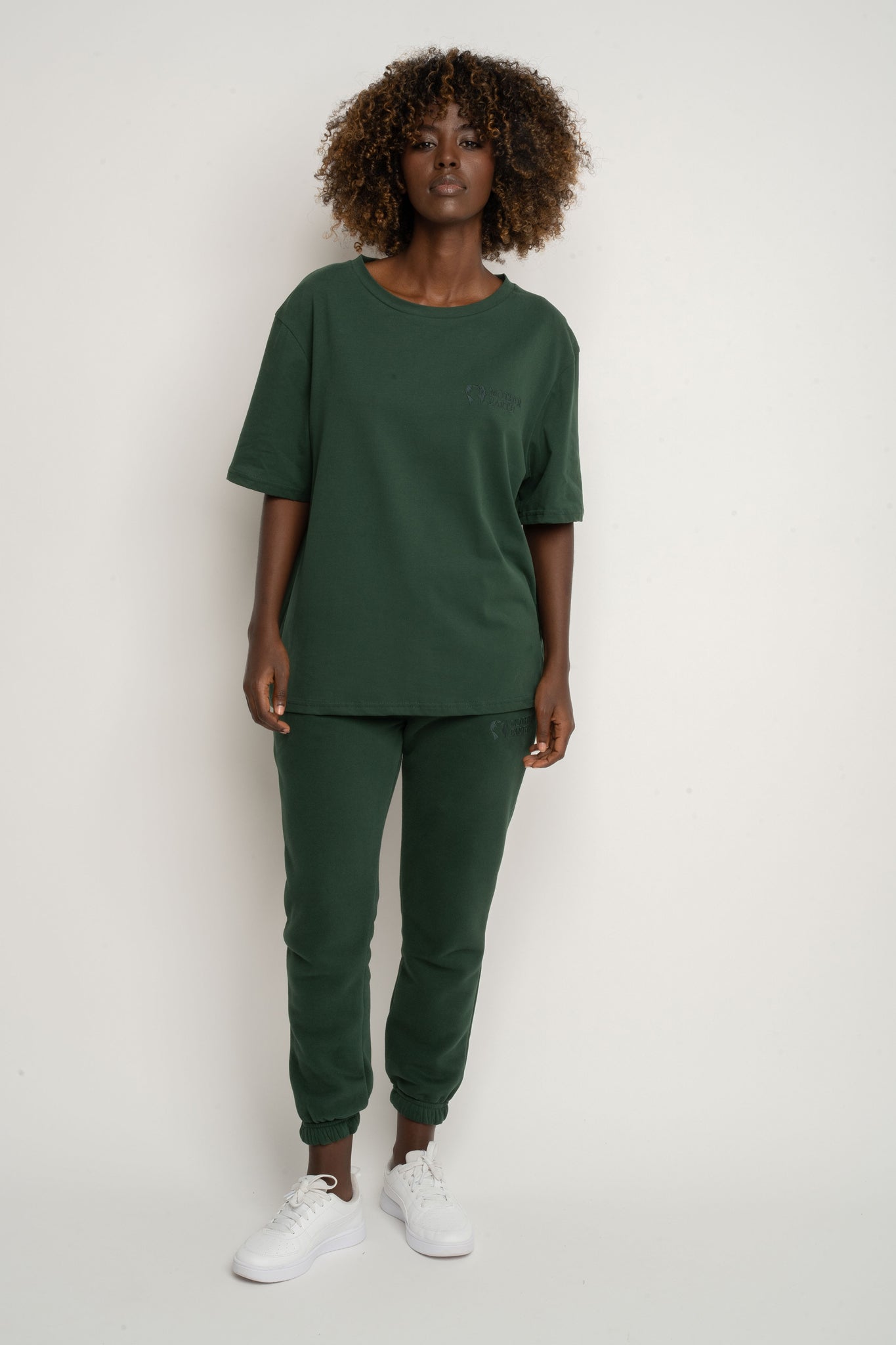 T-SHIRT DAMSKI CIEMNOZIELONY- OYSTER