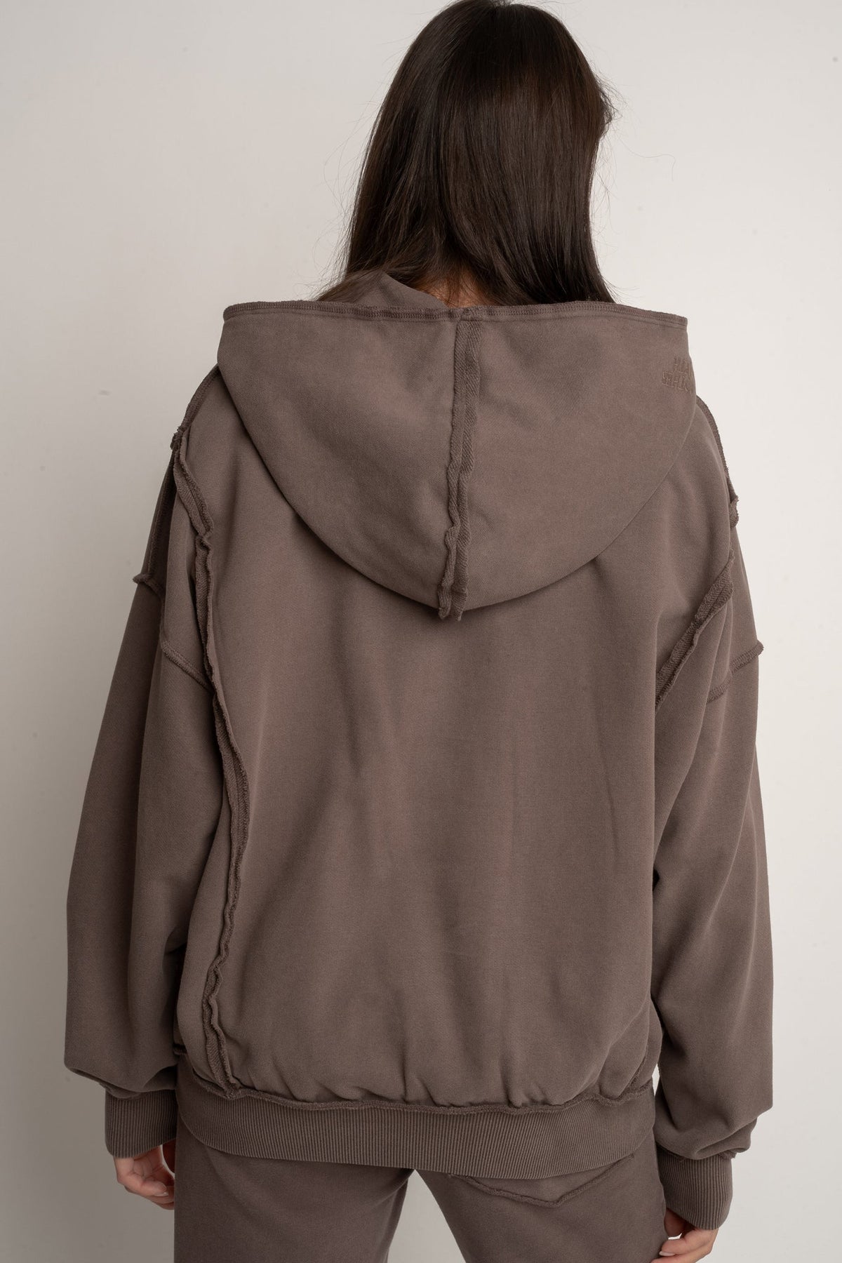 OVERSIZED WASHED-EFFECT SWEATSHIRT DARK BROWN - OSLO