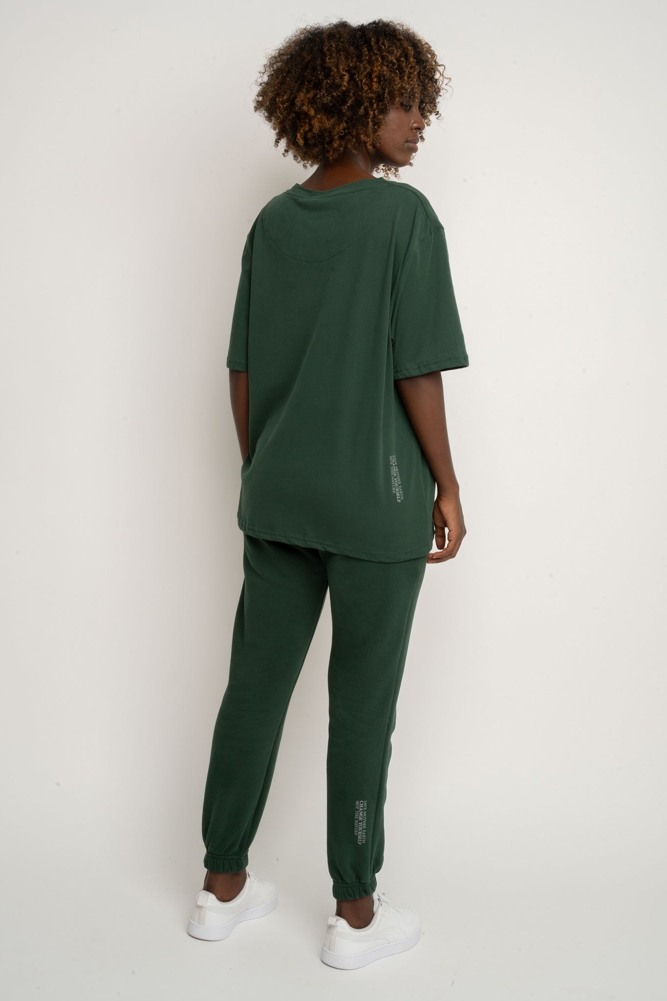 T-SHIRT DAMSKI CIEMNOZIELONY- OYSTER