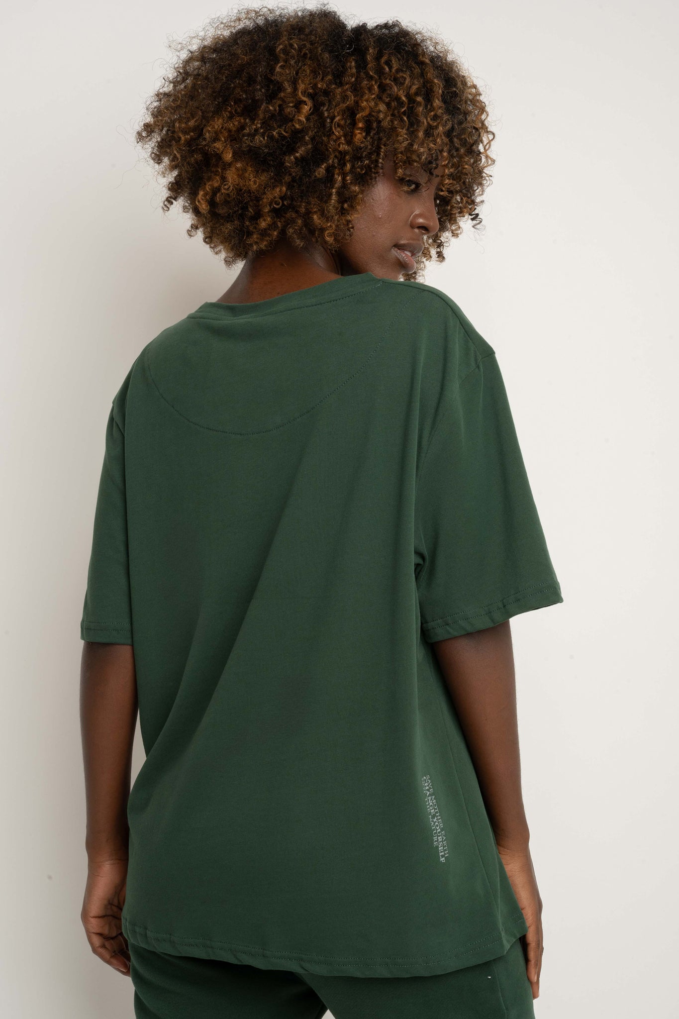 T-SHIRT DAMSKI CIEMNOZIELONY- OYSTER